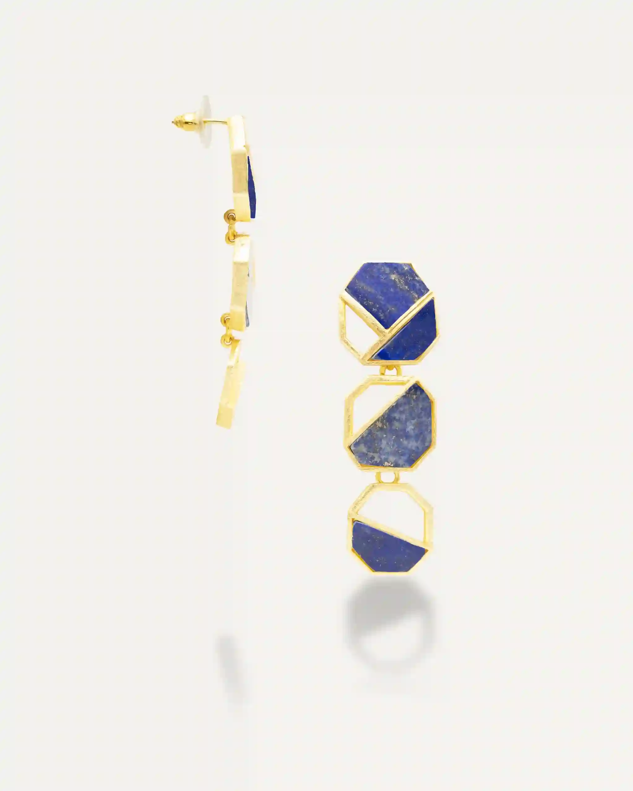 Golden earrings Romesh lapislazuli