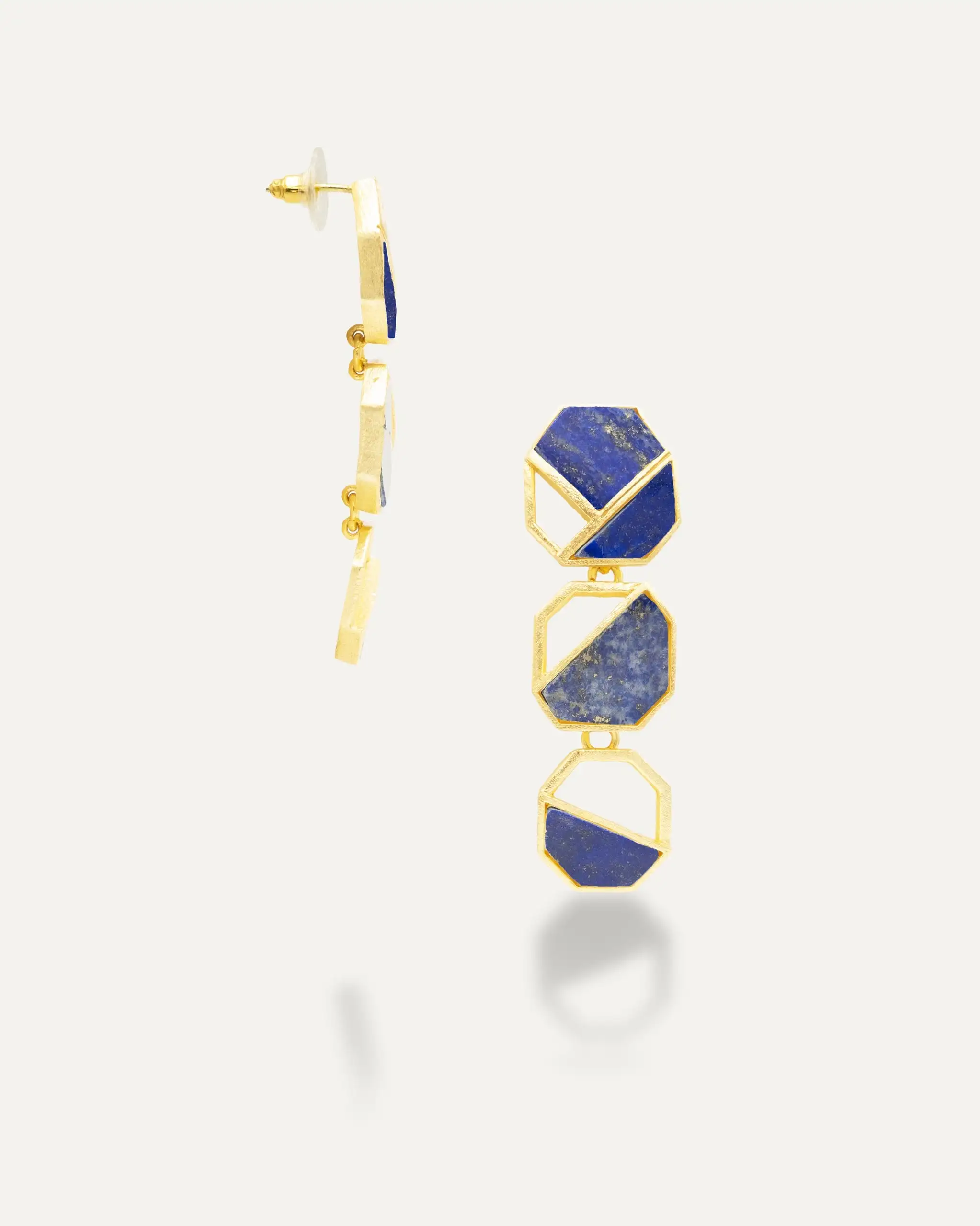 Golden earrings Romesh lapislazuli