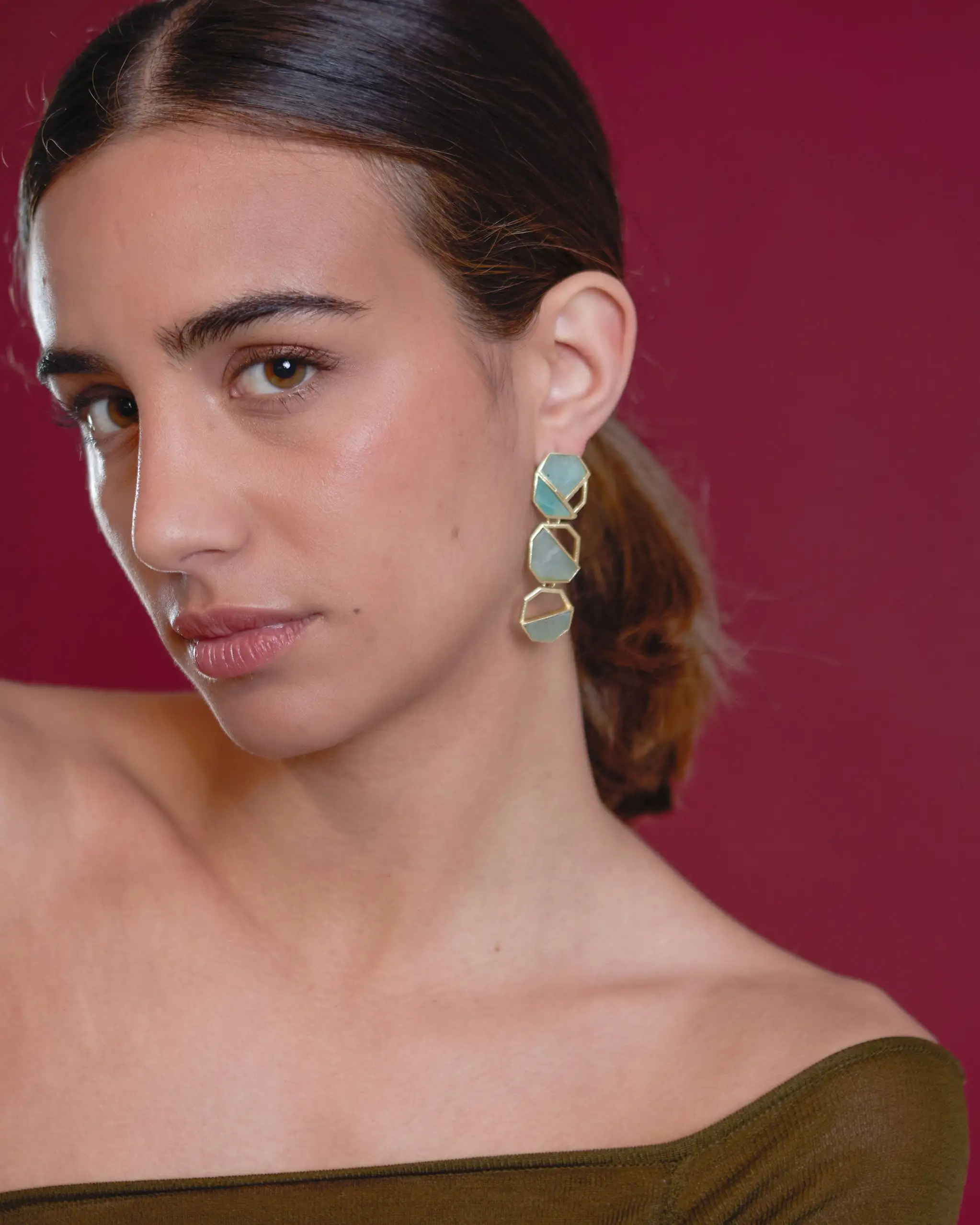 Golden earrings Romesh lapislazuli - Image 2
