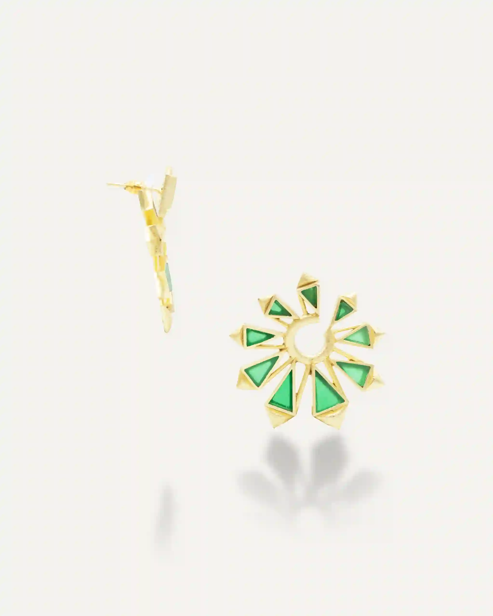 Golden Earrings Roole Onix Green