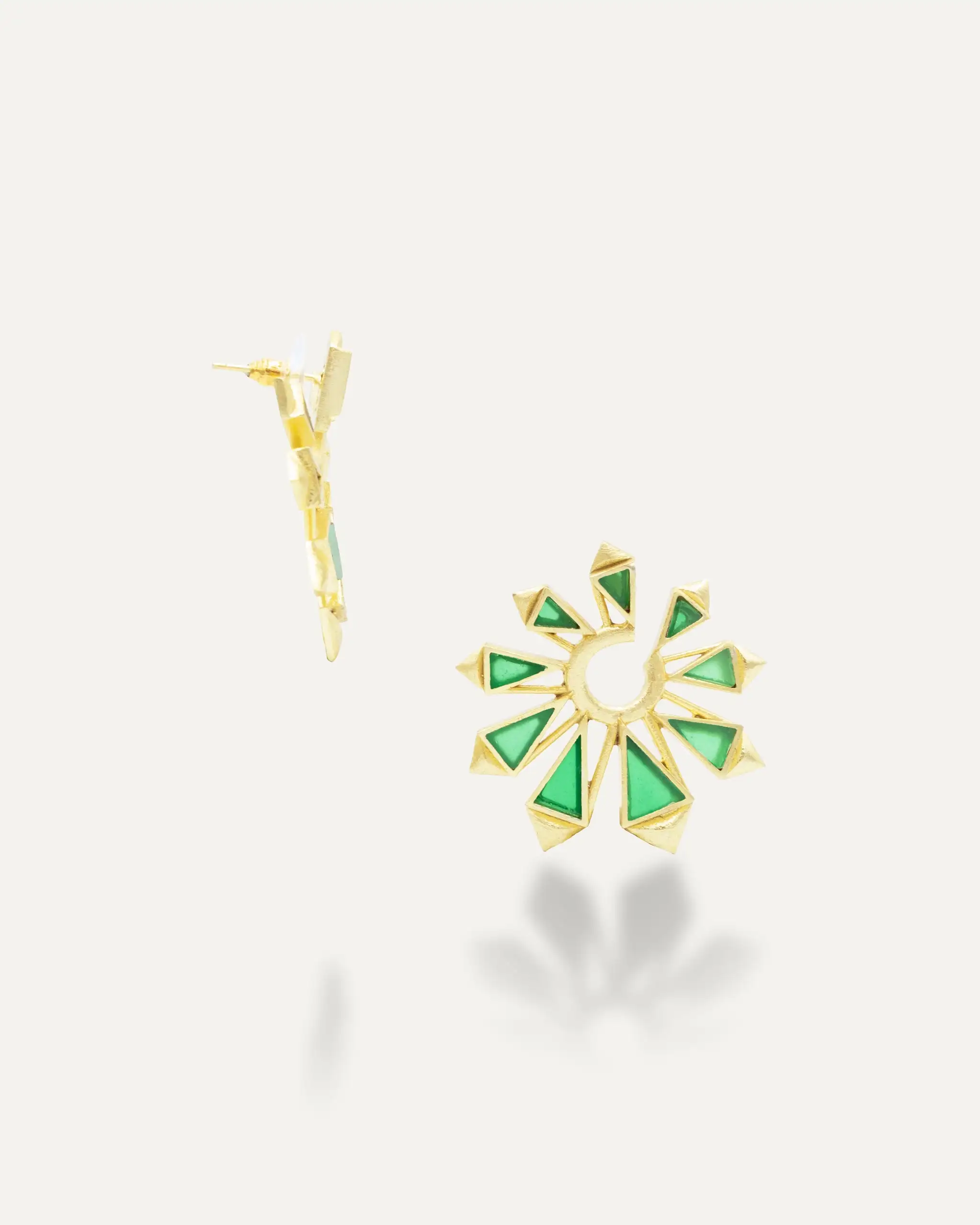 Golden Earrings Roole Onix Green