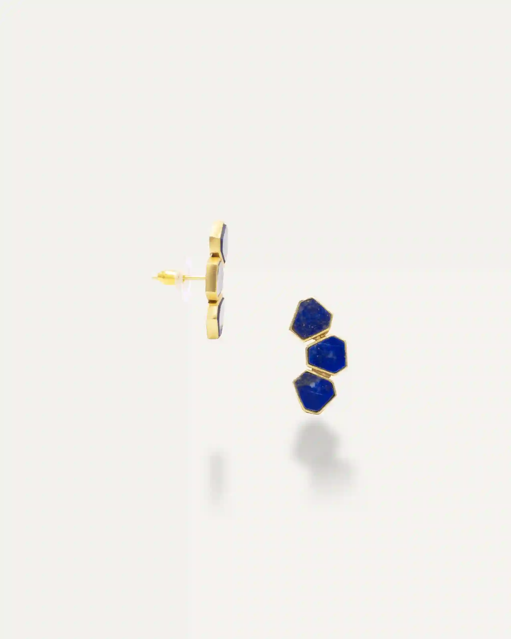 Golden earrings Samir Lapislazuli