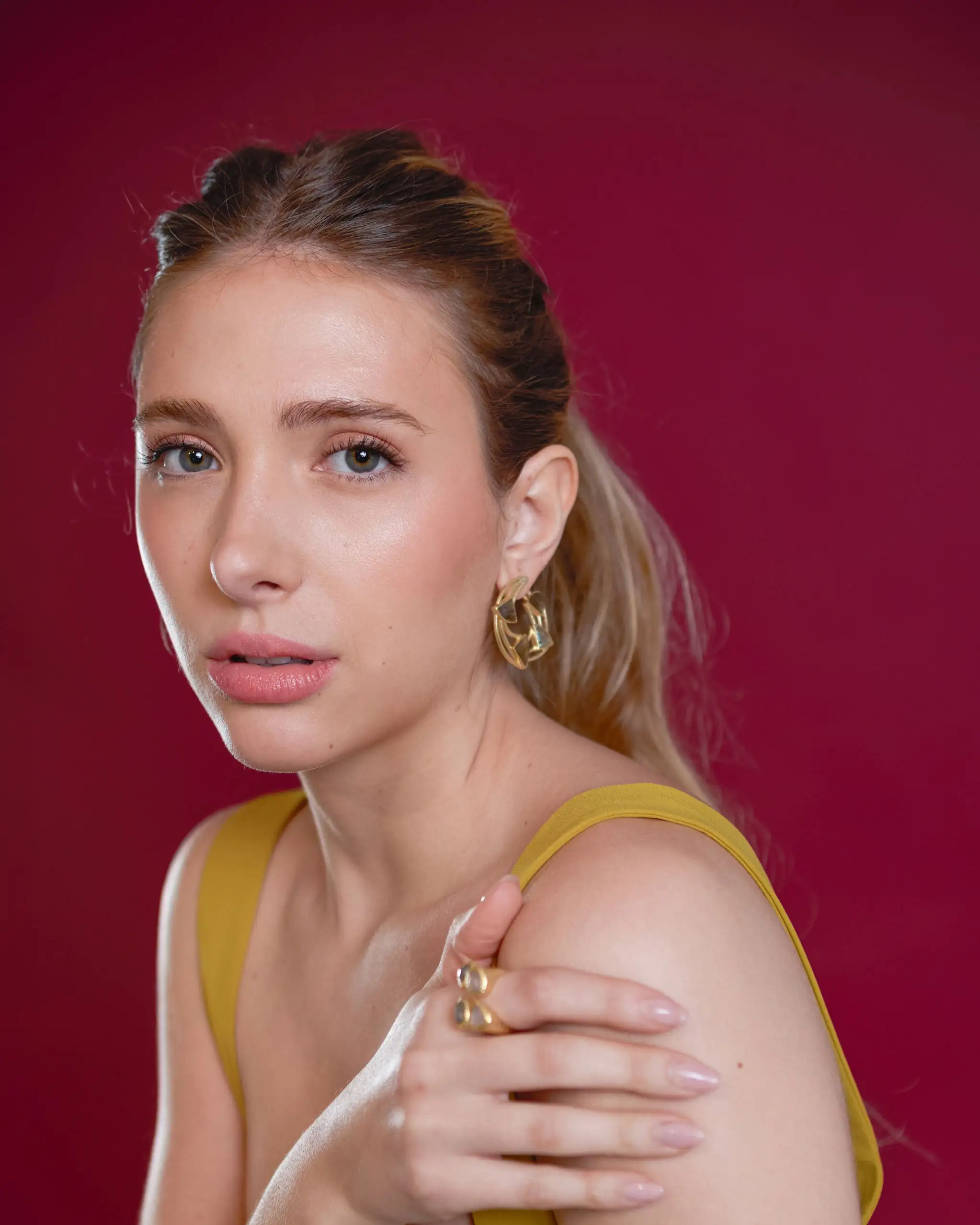 Golden earrings Trine Labradorita - Image 2