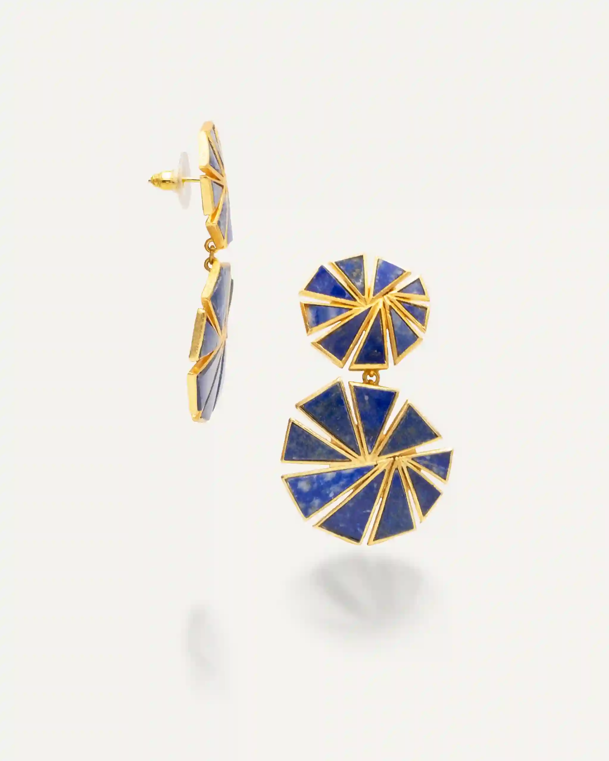 Pendientes Dorados Vishaal Lapislazuli