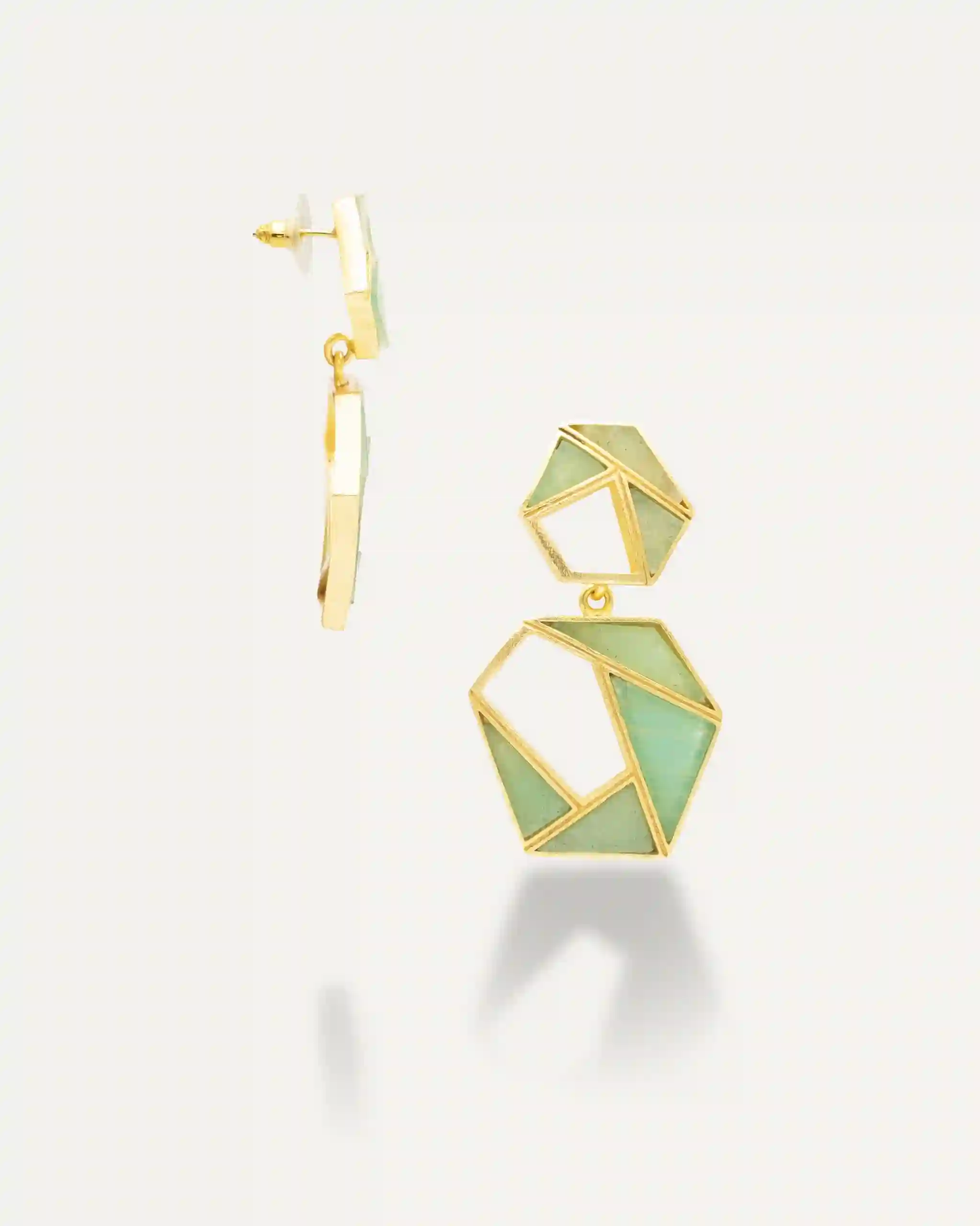 Pendientes Dorados Vivaan Amazonita