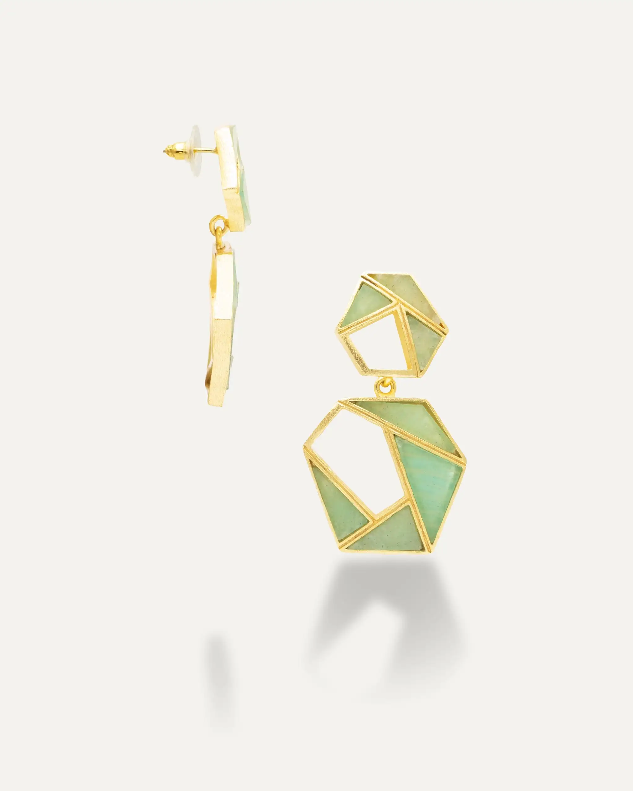 Pendientes Dorados Vivaan Amazonita