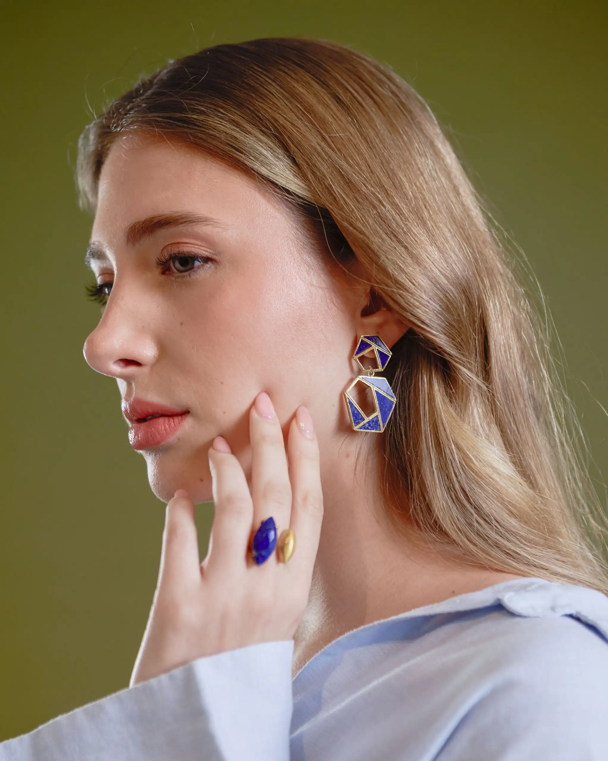 Pendientes Dorados Vivaan Lapislazuli - Imagen 2