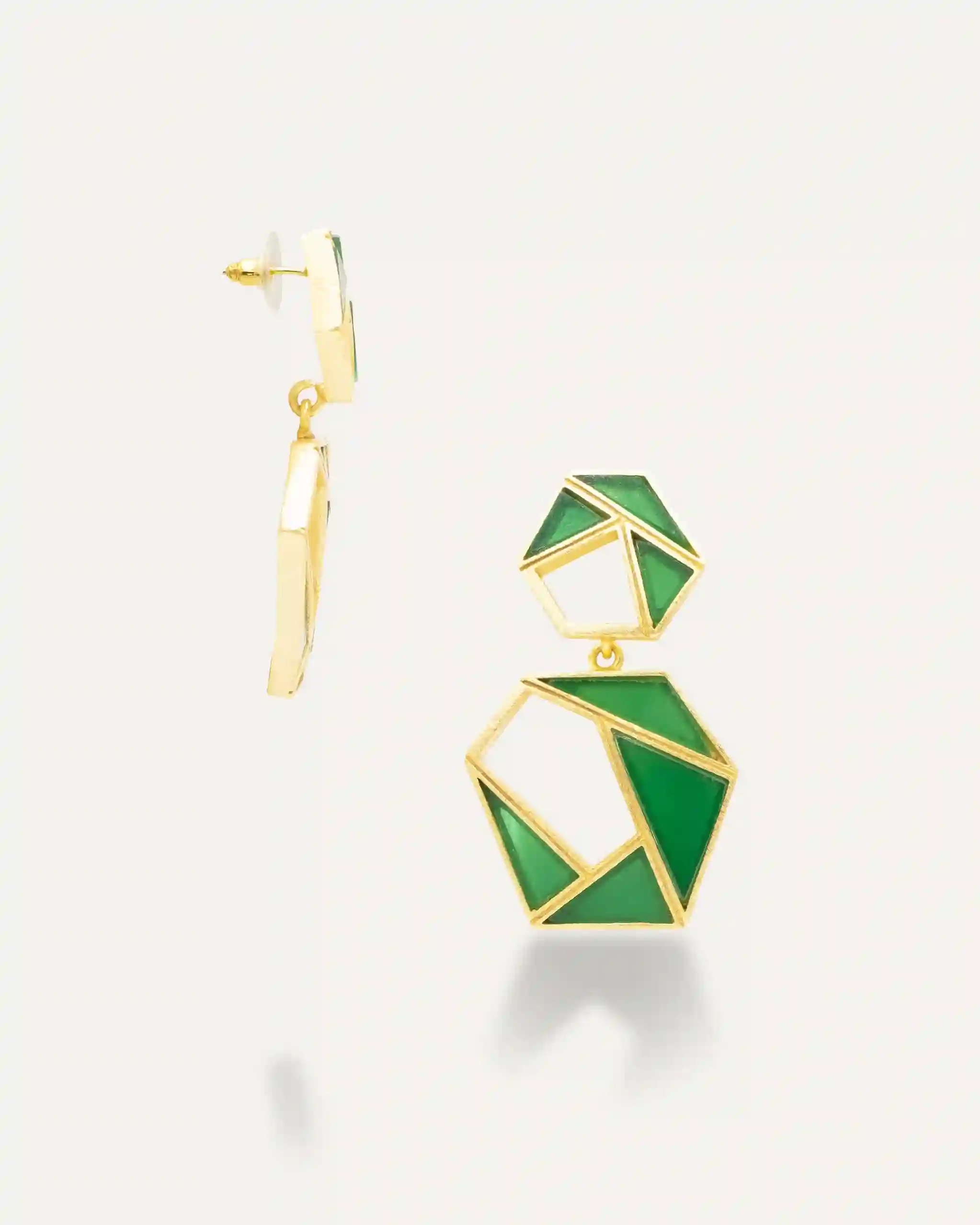 Pendientes Dorados Vivaan Onix Verde
