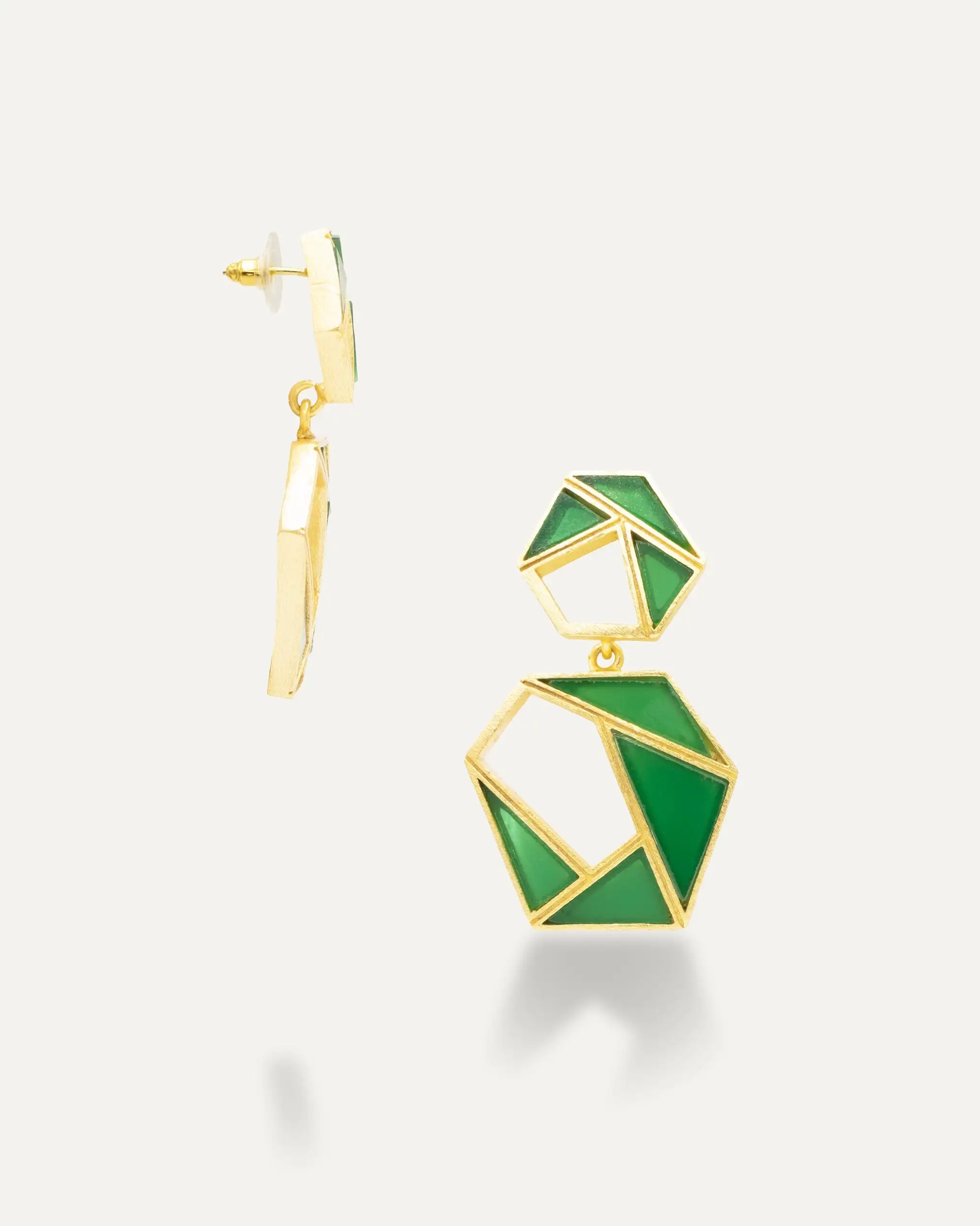 Pendientes Dorados Vivaan Onix Verde