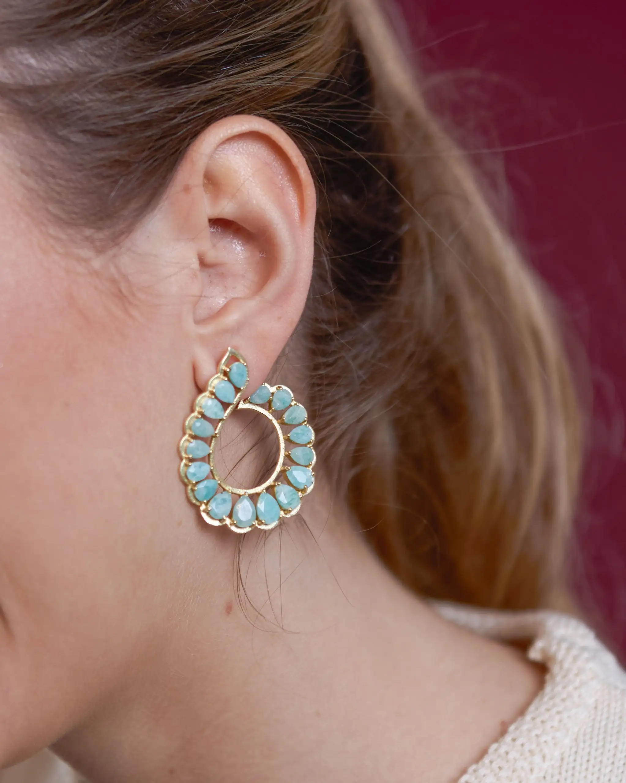 Dorados Amazonita Golden Earrings - Image 2
