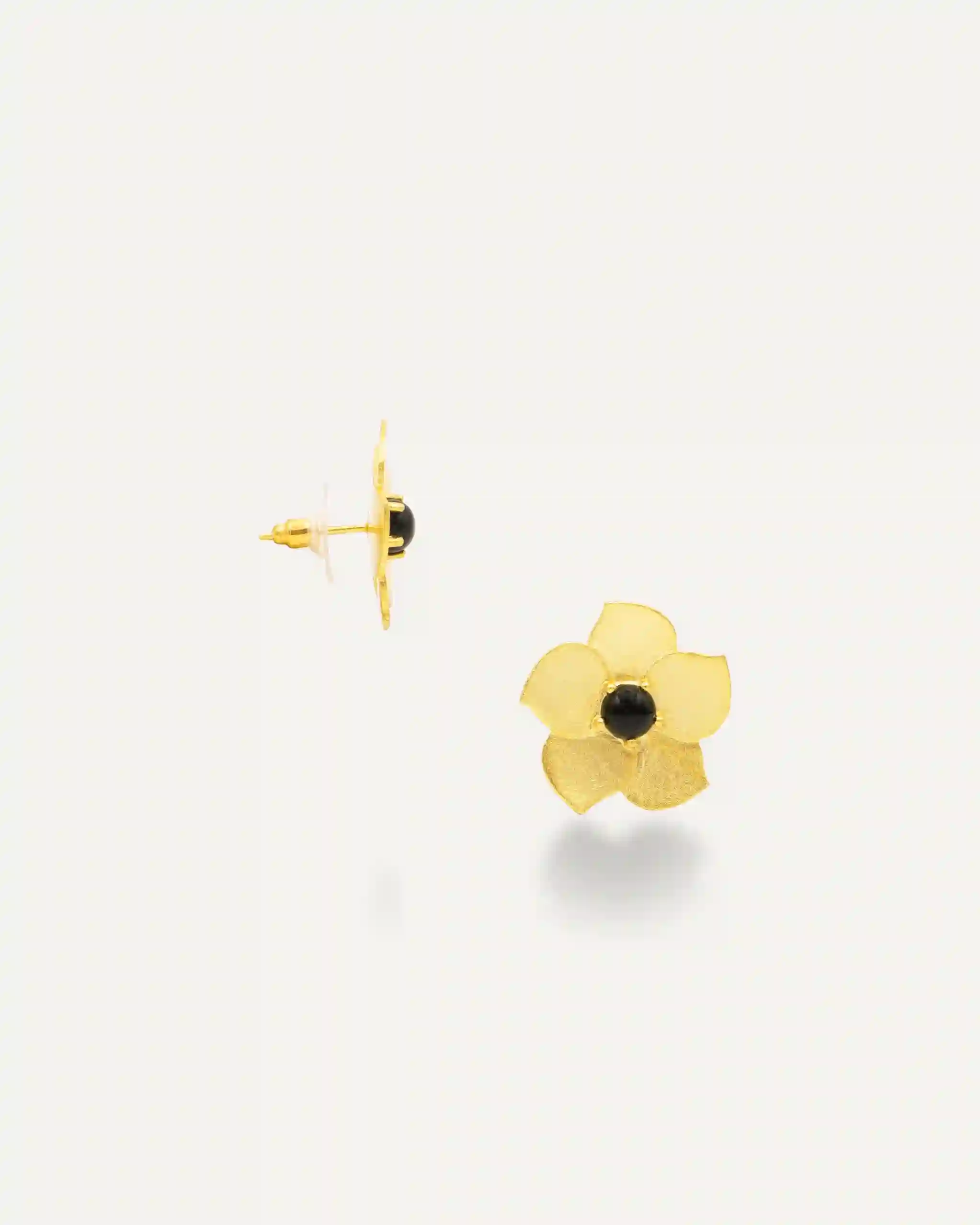 Black Black Flower Flower Earrings