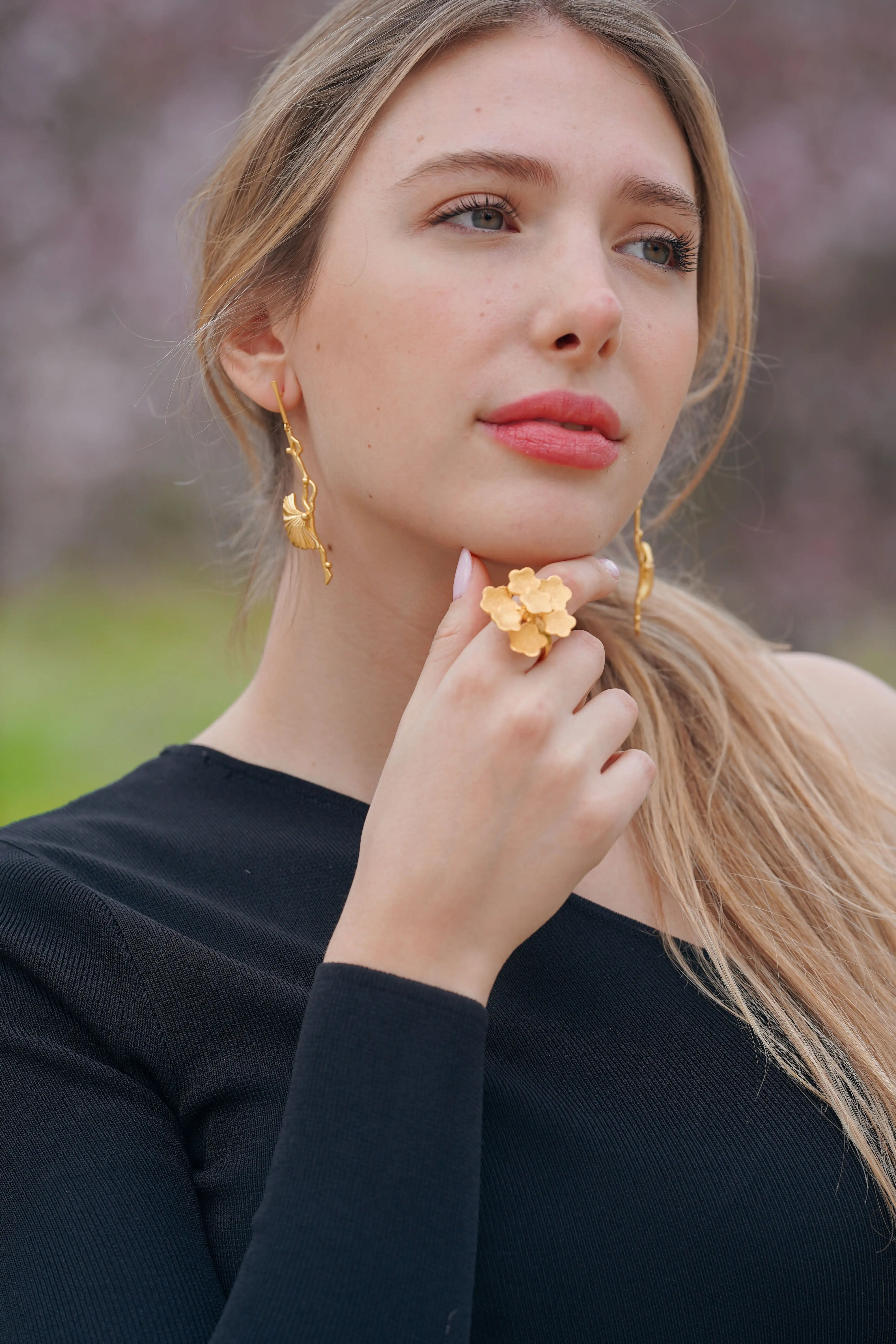 Gold Flora Earrings - Image 2