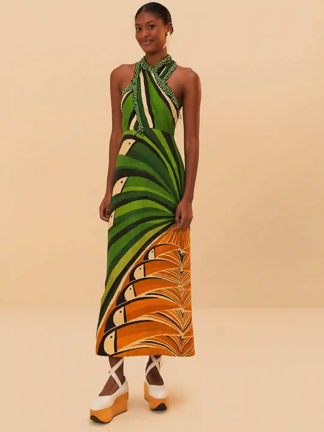 Vestido maxi de árbol tucan verde