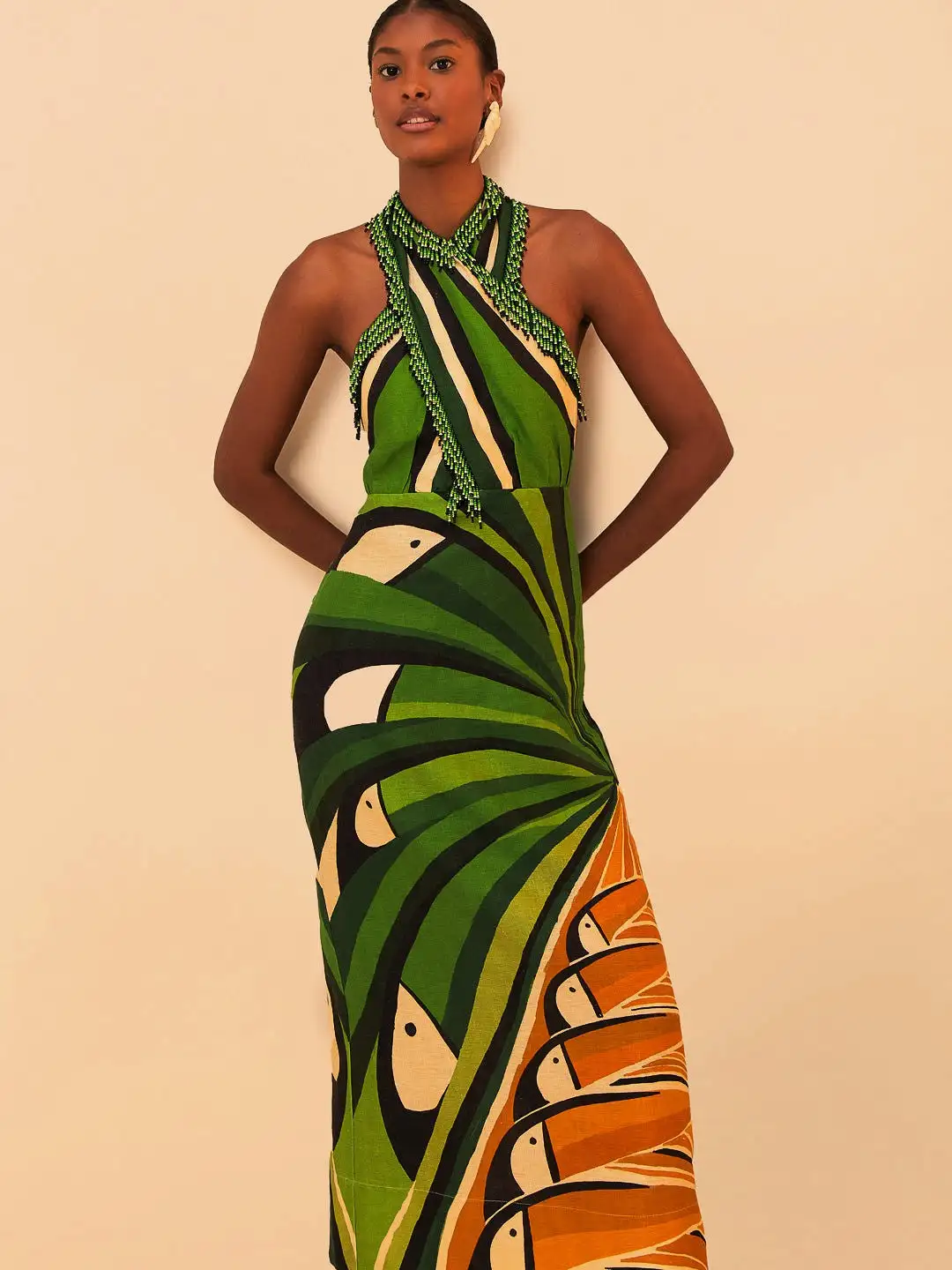 Vestido maxi de árbol tucan verde - Imagen 3