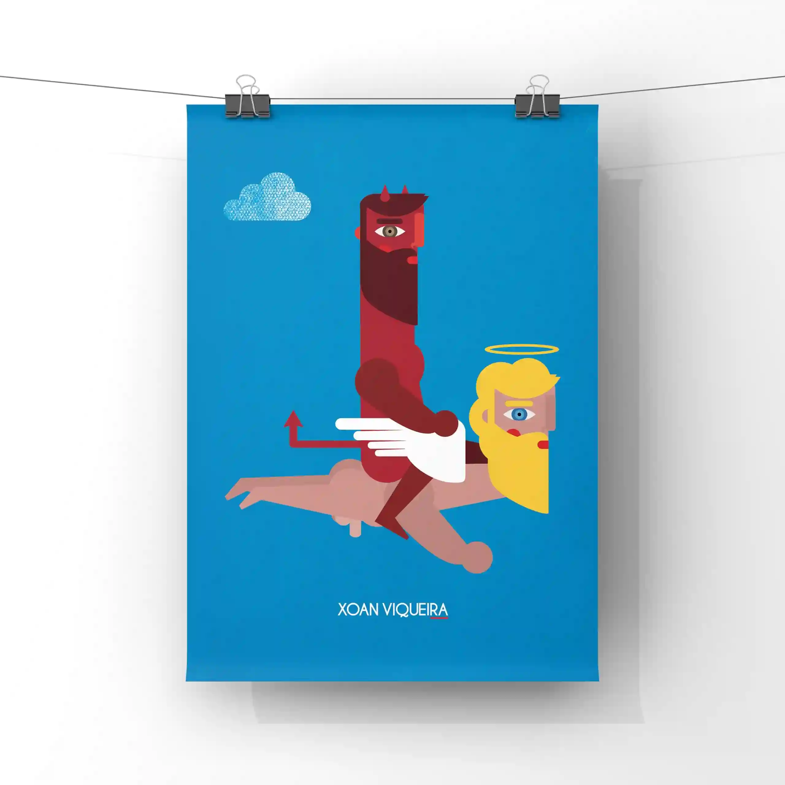 Ilustración A4 Ángel y demonio volando