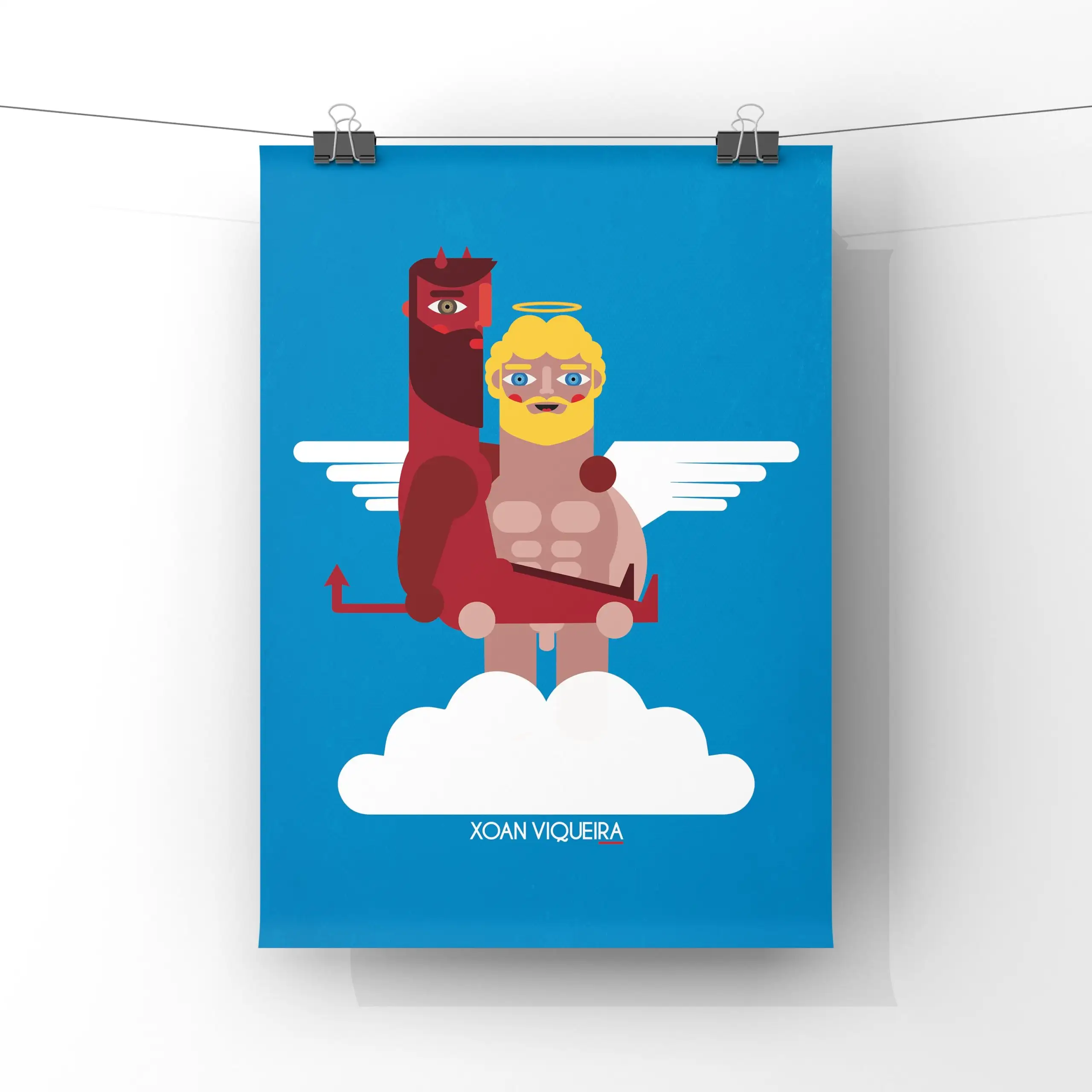 Illustration A4 Angel and Demon in arms