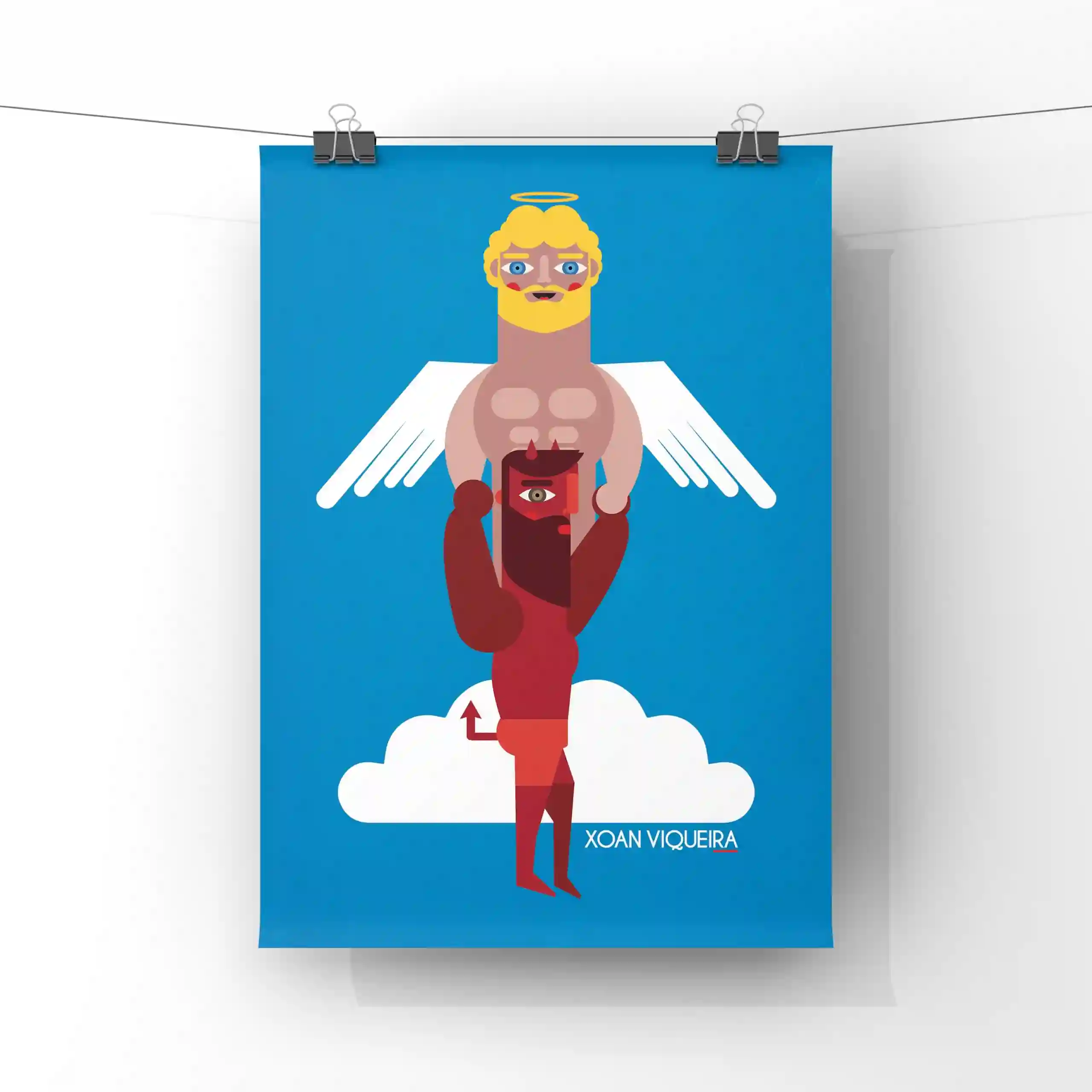 Ilustración A4 Ángel y demonio ascenso a los cielos