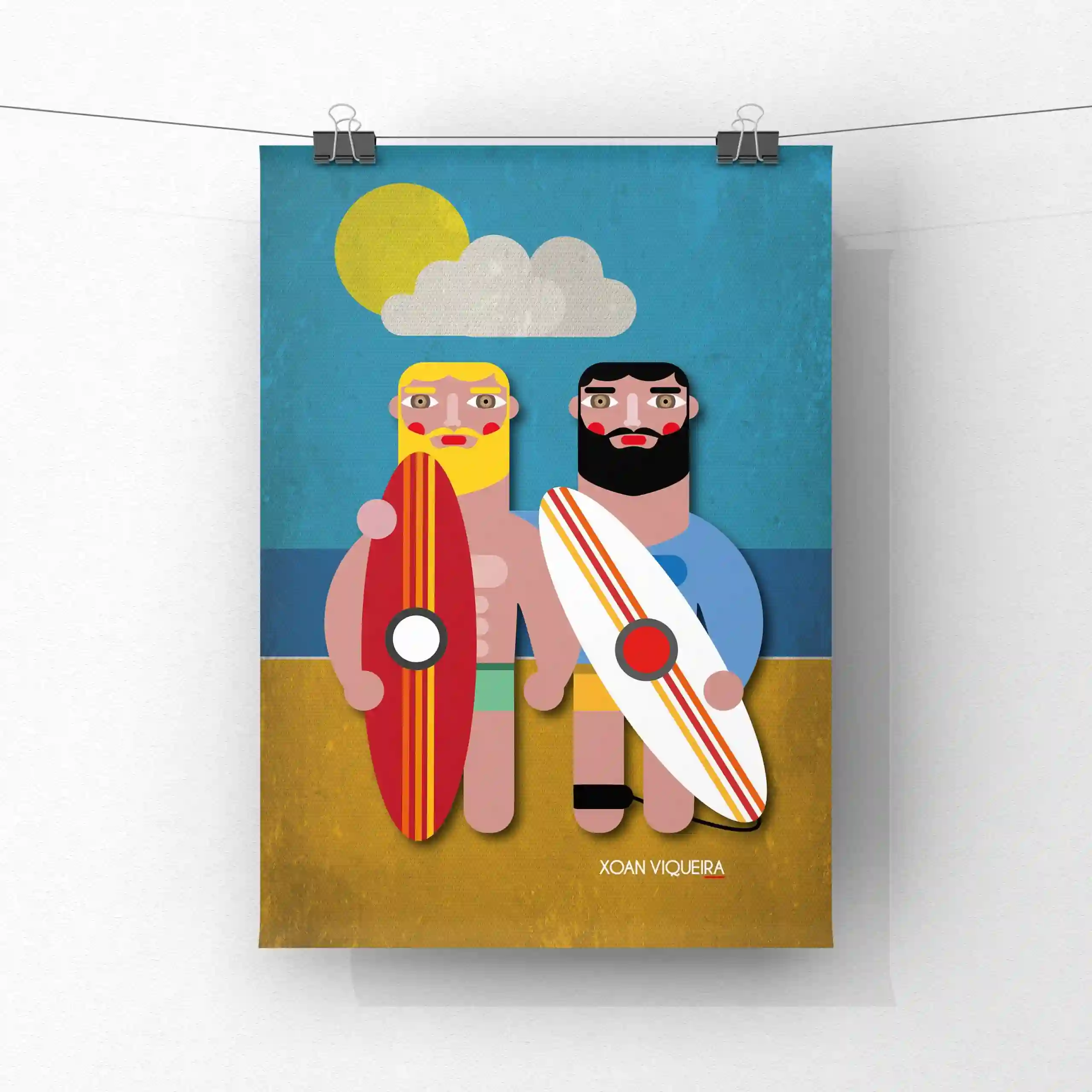 Ilustración A4 surfistas
