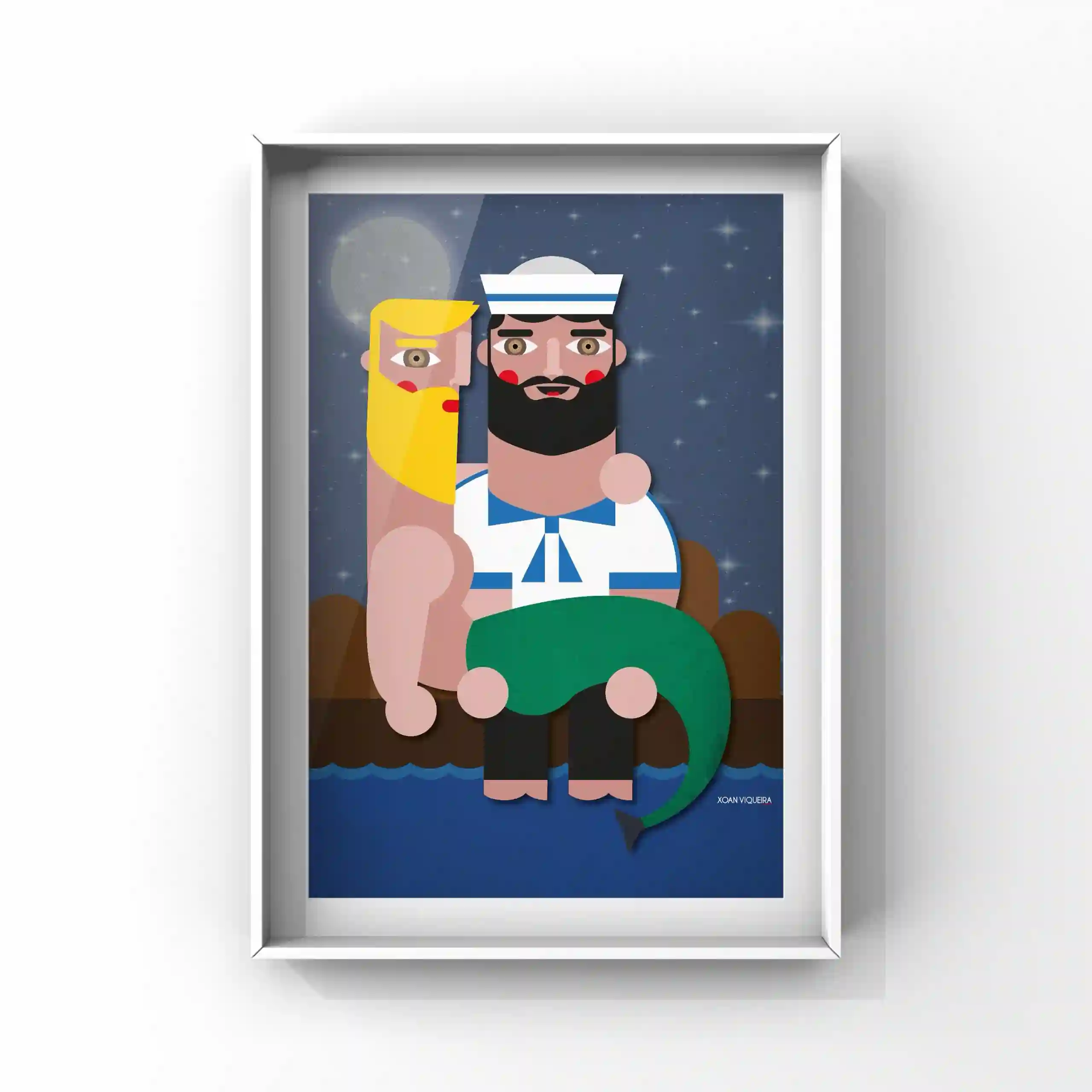 Ilustración A3 Sireno en brazos de marinero