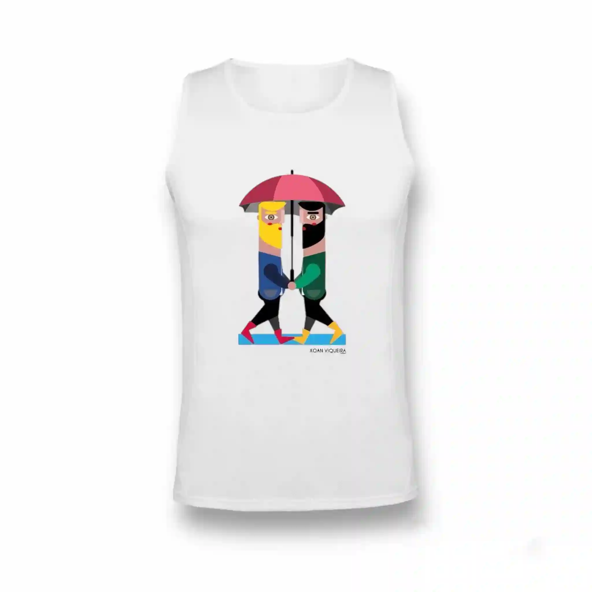 Camiseta de tirantes barbudos bajo la lluvia