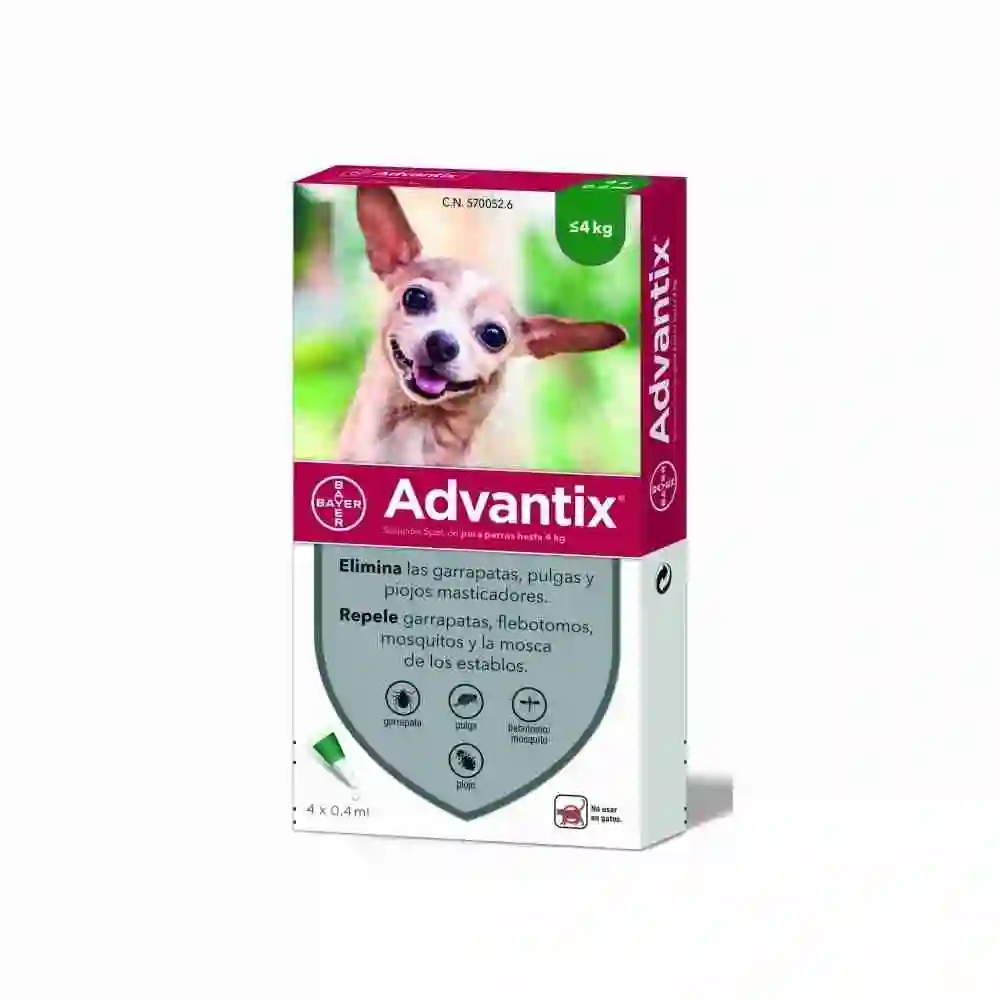 ADVANTIX PERRO 0-4 KG. (4P) 0,4 ML