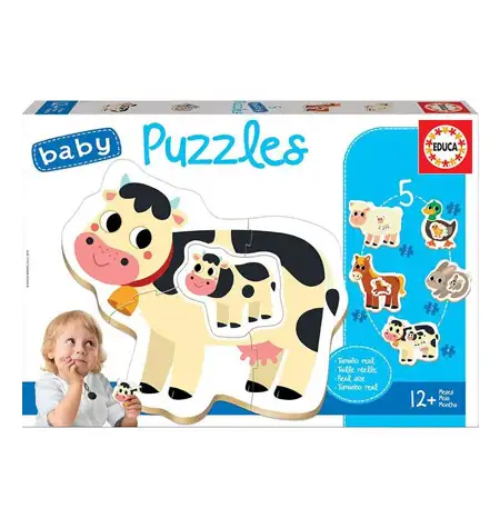 Puzzle 2, 2, 3, 3, 4 Baby - Moms and Babies Granja - Educa