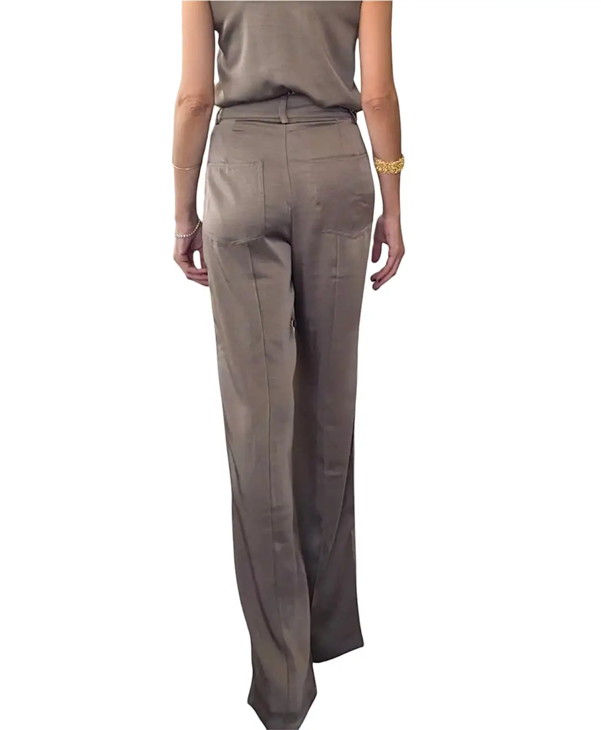 Pantalón satinado color topo - Imagen 3