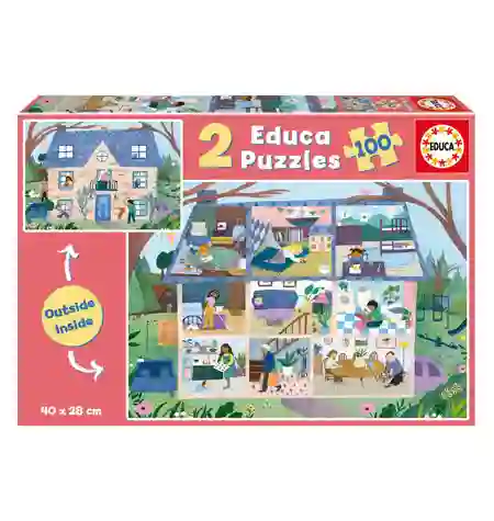 Puzzle 100x2 Exterior e interior Casa - Educa
