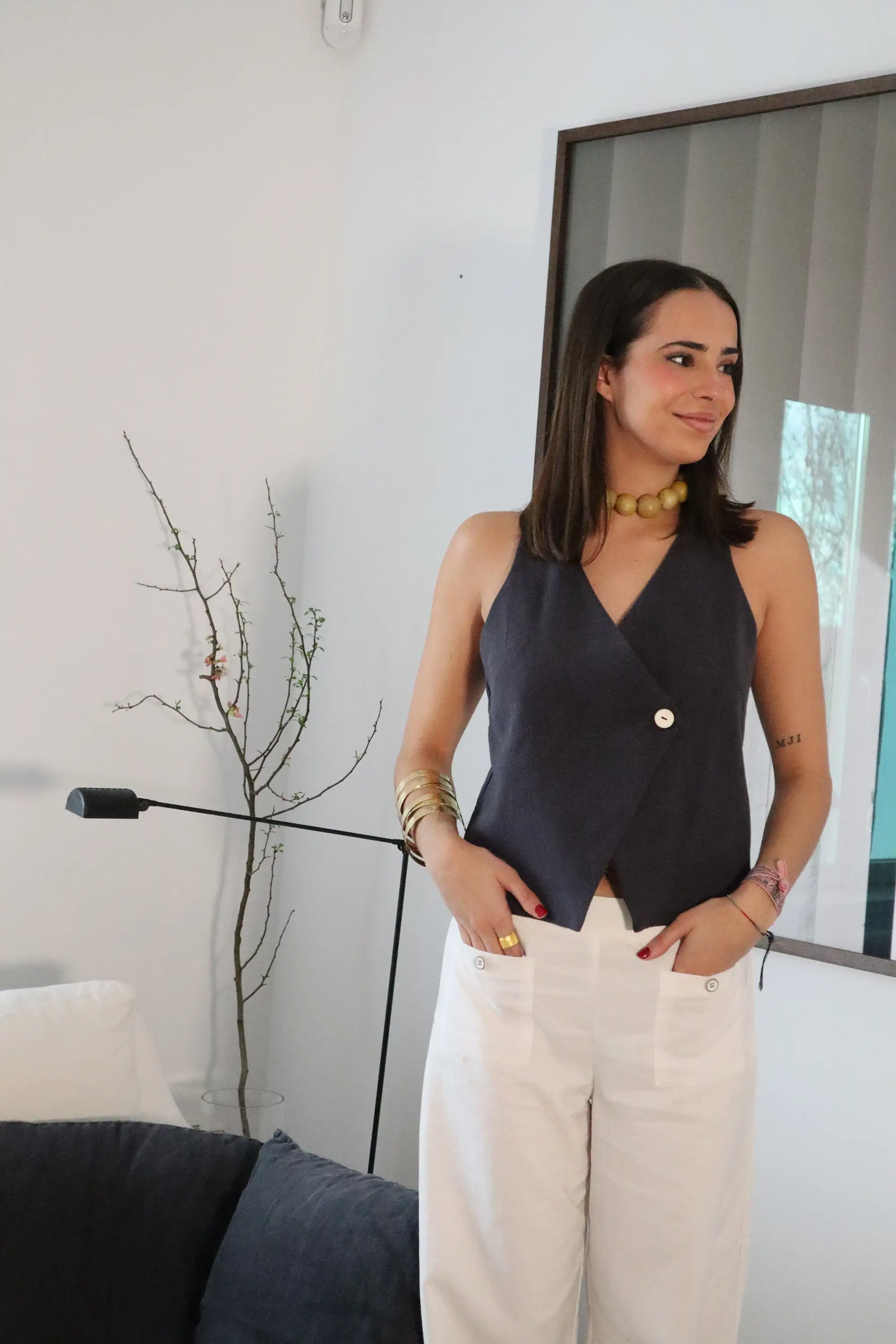 Pantalones capri blanco - Imagen 3