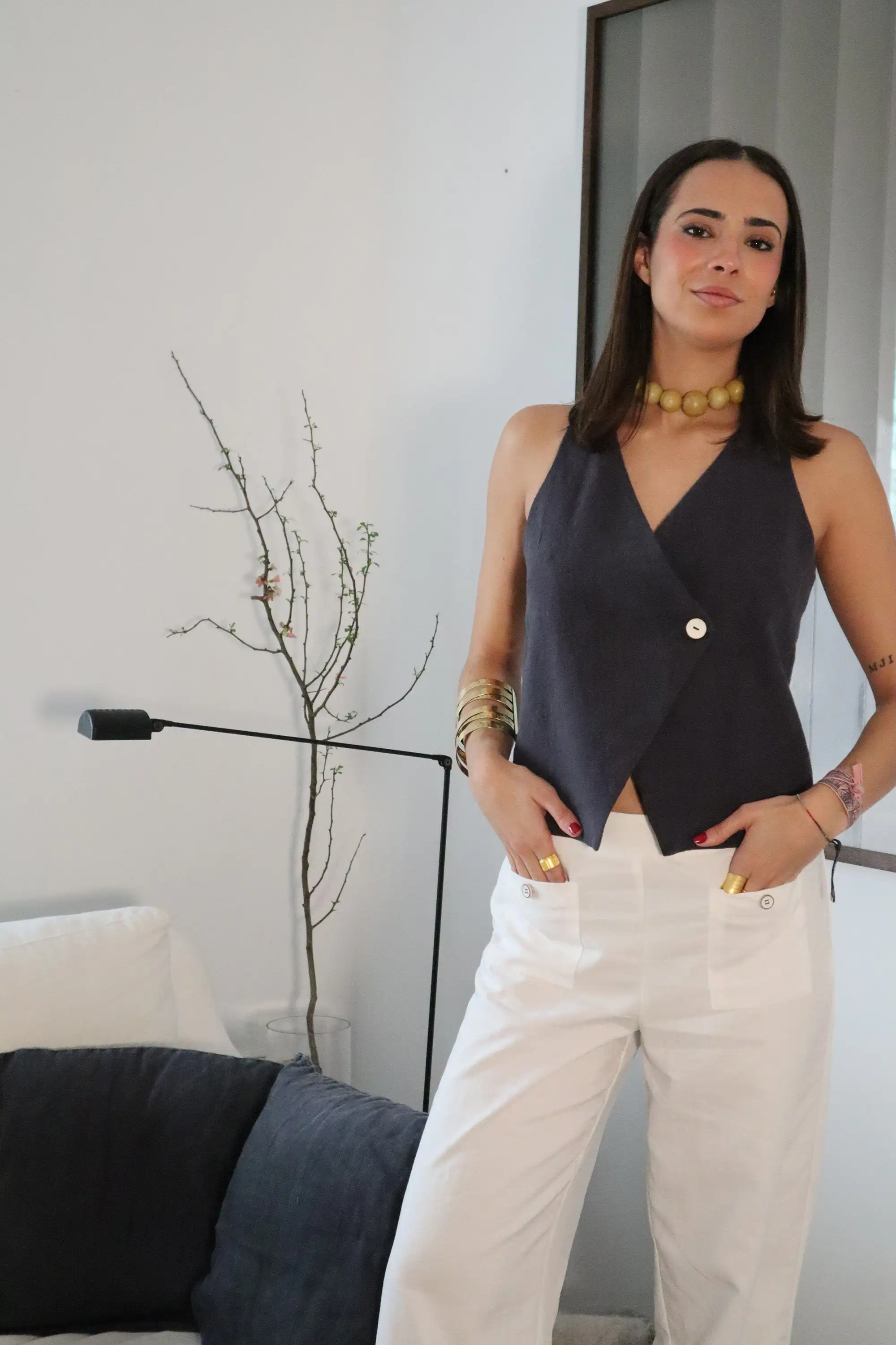 Pantalones capri blanco - Imagen 6