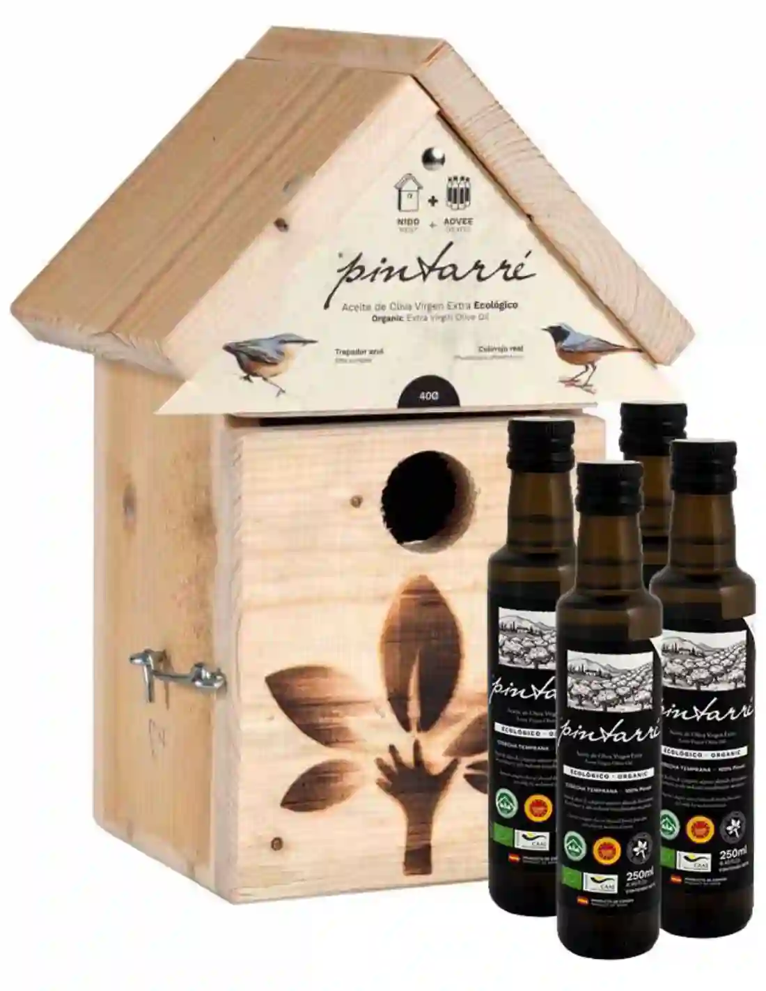 Pintarré Nido 40ø con 4 Botellas de vidrio 250 ml.