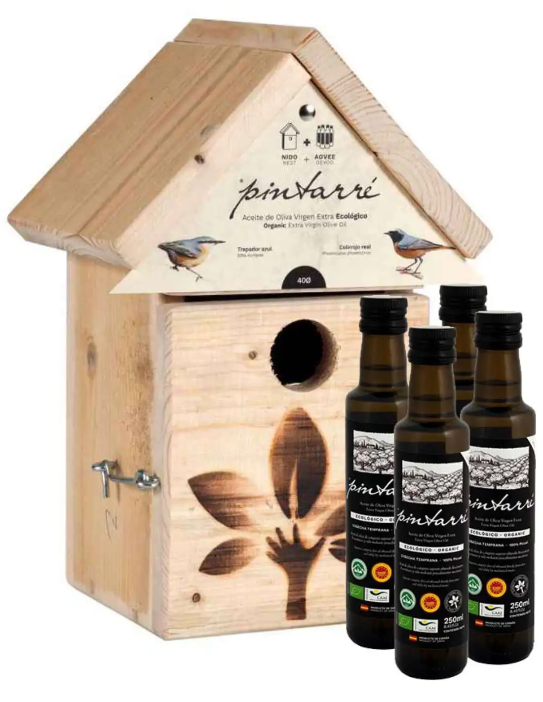 Pintarré Nido 40ø con 4 Botellas de vidrio 250 ml.
