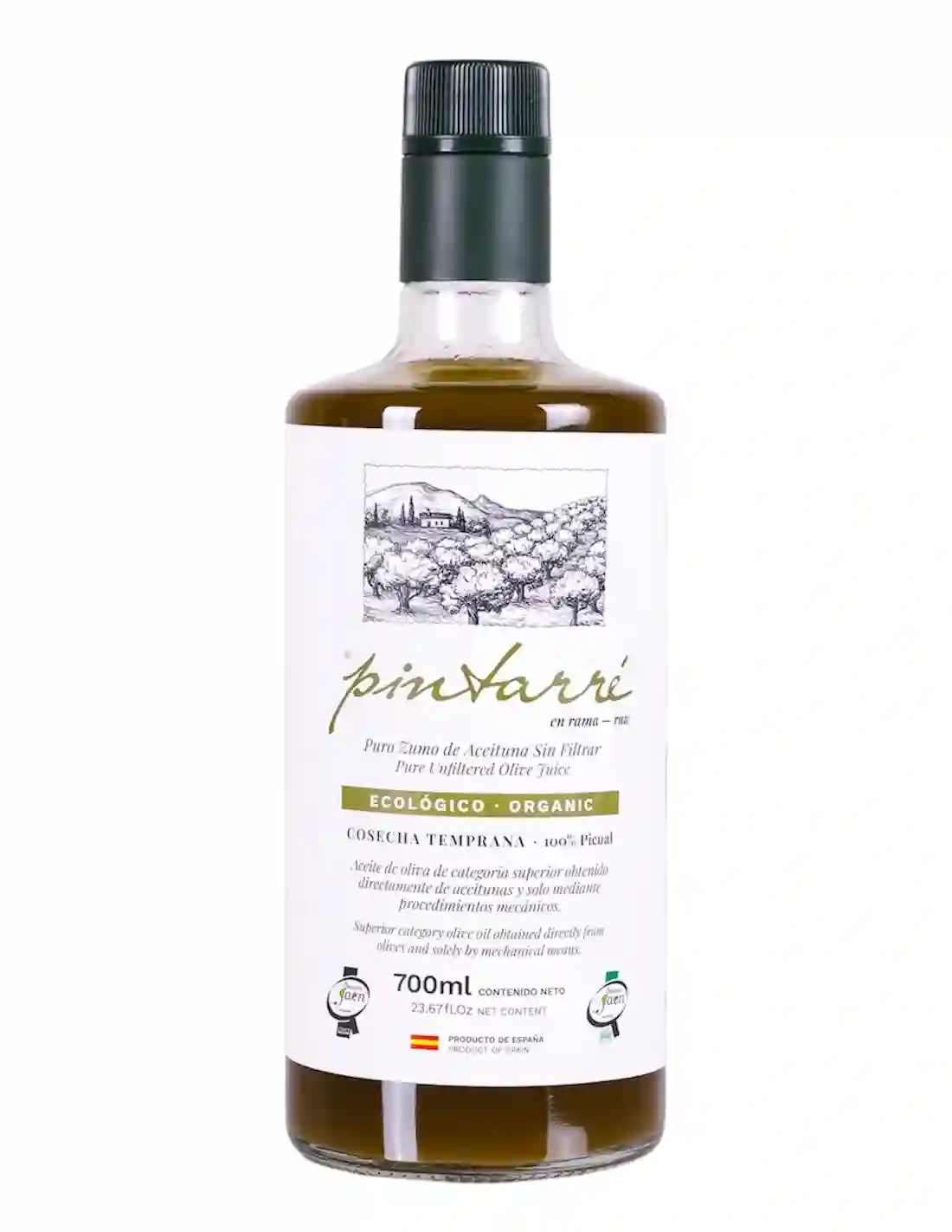 Pintarré Sin Filtrar BIO Cosecha Temprana - Botella de vidrio 700 ml.