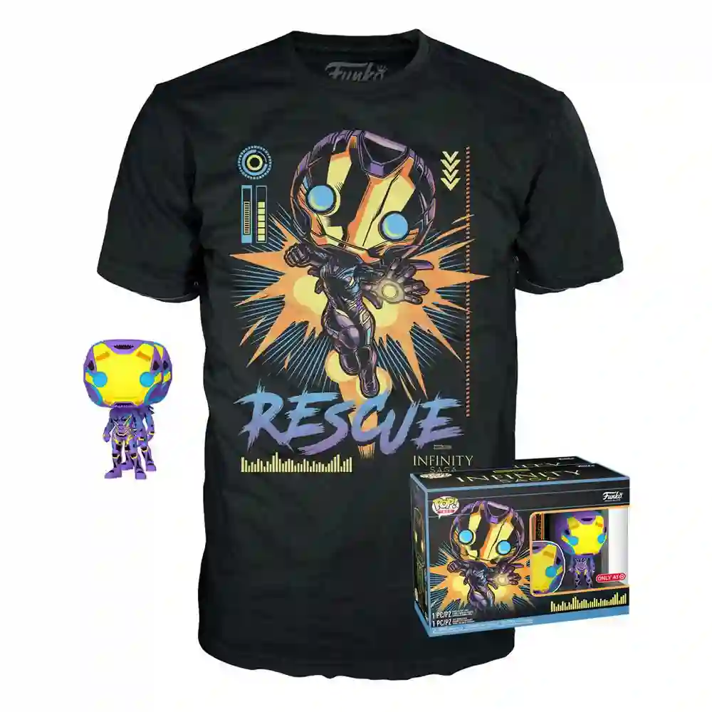 FUNKO POP & TEE MARVEL THE INFINITY SAGA RESCUE BLACKLIGHT TALLA- L