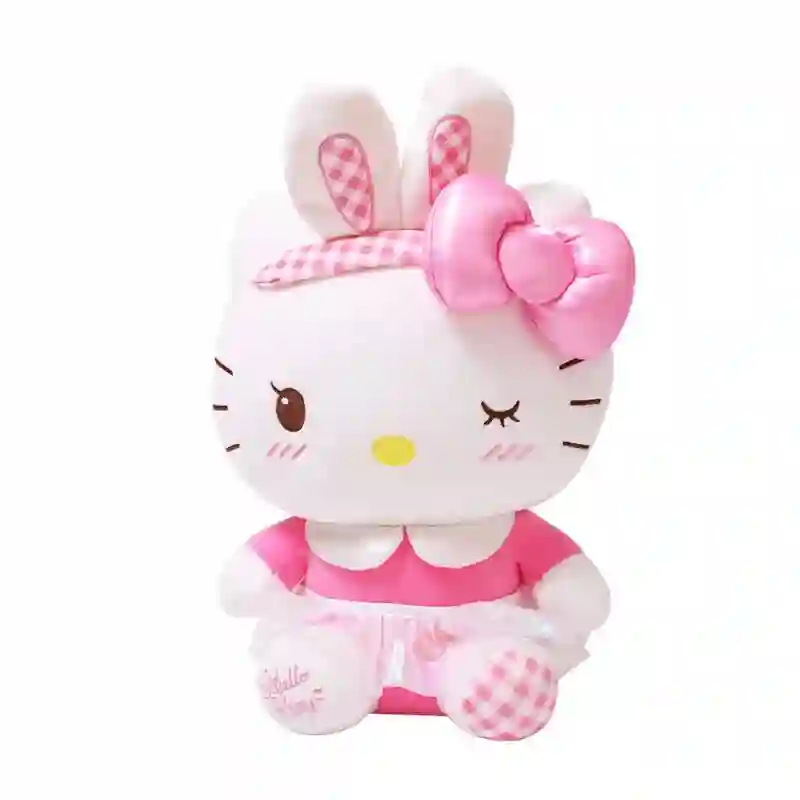 PELUCHE HELLO KITTY PINK CHECKERED BUNNY 35cm