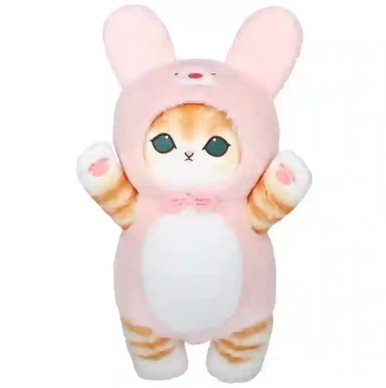 PELUCHE MOFUSAND CAT DRESSED UP PINK BUNNY 50cm