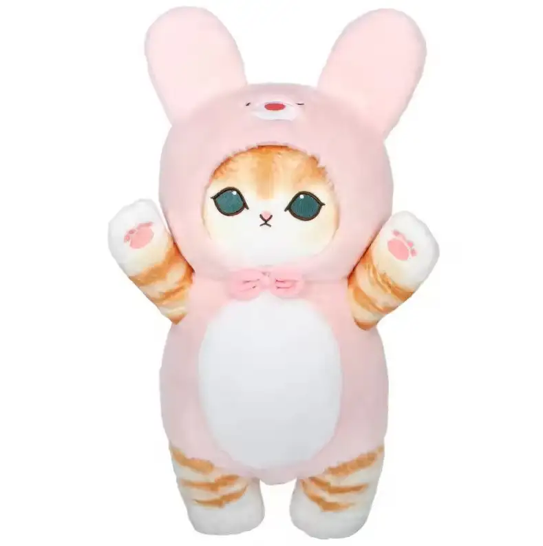 PELUCHE MOFUSAND CAT DRESSED UP PINK BUNNY 50cm