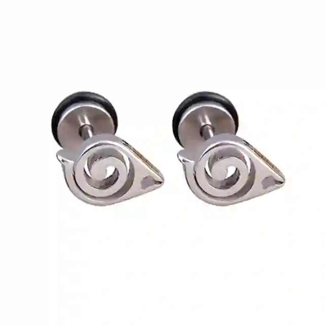 PENDIENTES NARUTO LOGO KONOHAGAKURE PLATEADO