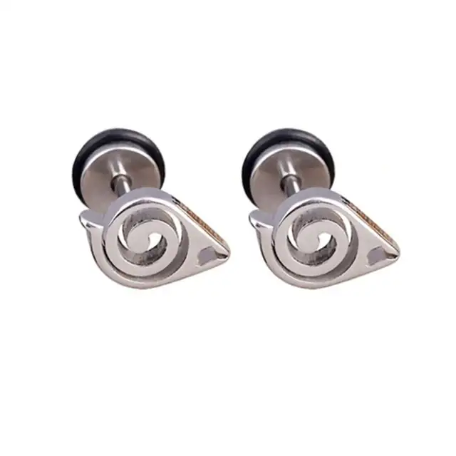 PENDIENTES NARUTO LOGO KONOHAGAKURE PLATEADO