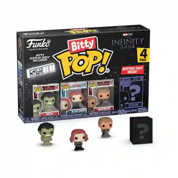 FUNKO BITTY POP MARVEL HULK, BLACK WIDOW, HAWKEYE + 1 MYSTERY