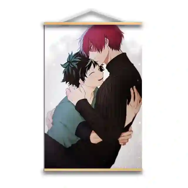 POSTER LIENZO MY HERO ACADEMIA DEKU & TODOROKI CON MADERA 60x90m