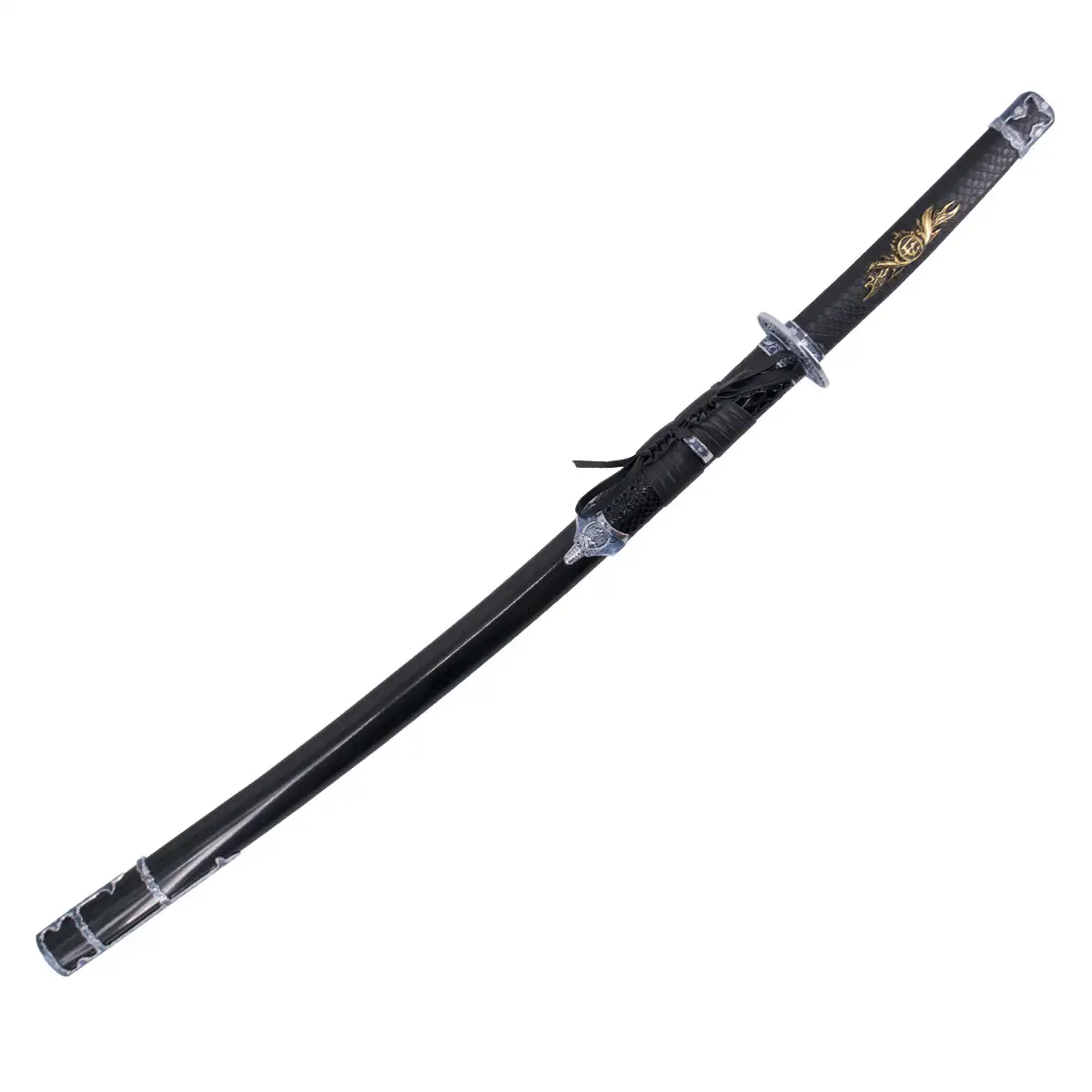 KATANA JAPONESA CON PIEL DE DRAGON NEGRA (ACERO SIN FILO) 102cm