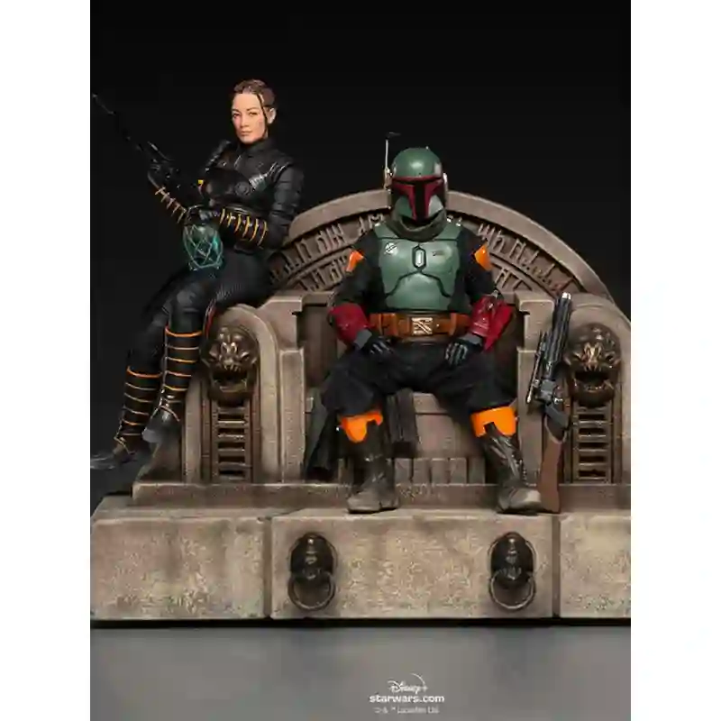 ESTATUA ART SCALE STAR WARS THE MANDALORIAN BOBA FETT Y FENNEC EN EL TRONO