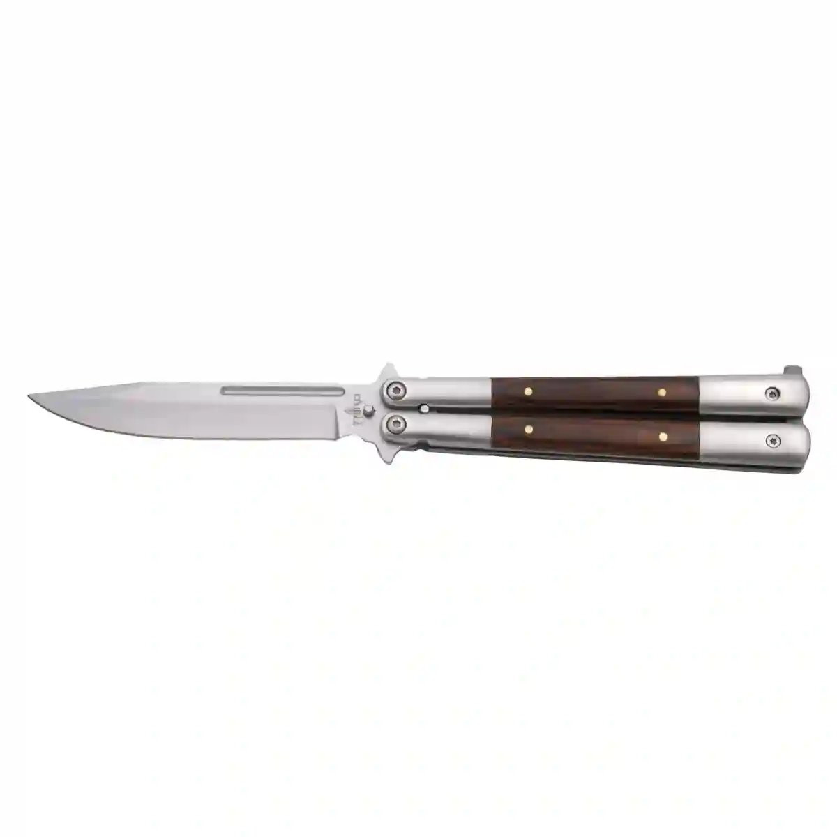 NAVAJA MARIPOSA MANGO DE ACERO Y MADERA 11,5cm