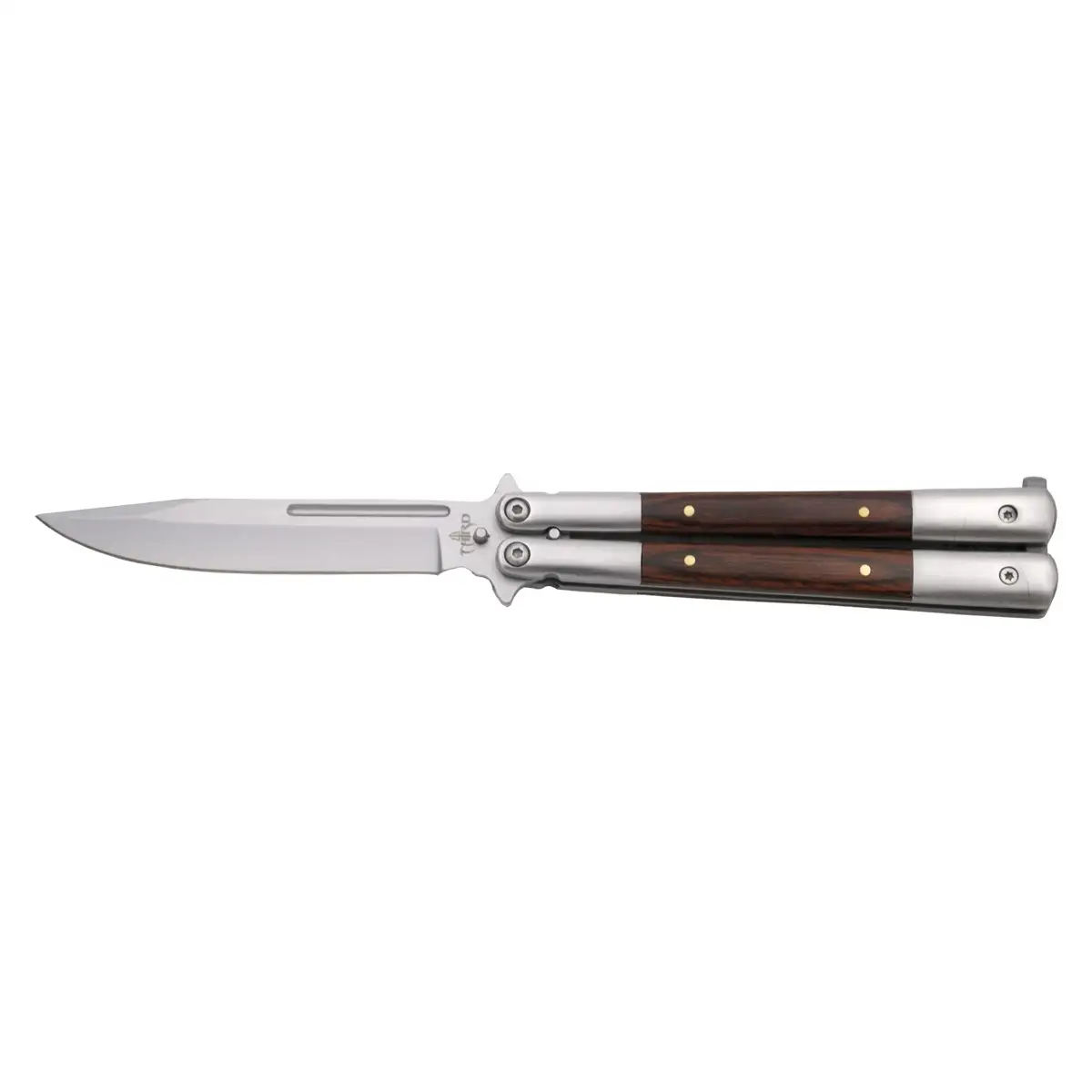 NAVAJA MARIPOSA MANGO DE ACERO Y MADERA 11,5cm