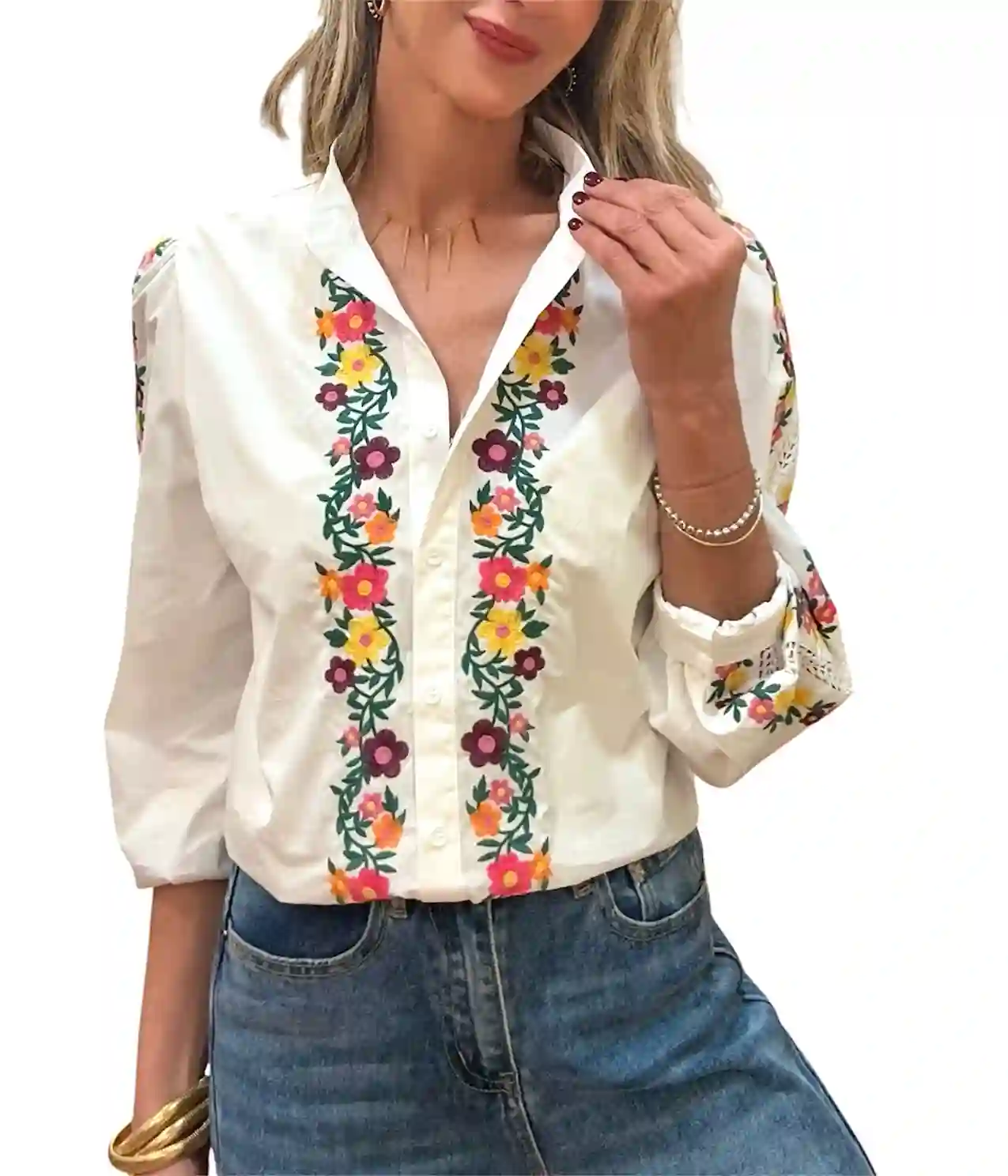 Camisa Flowers blanca