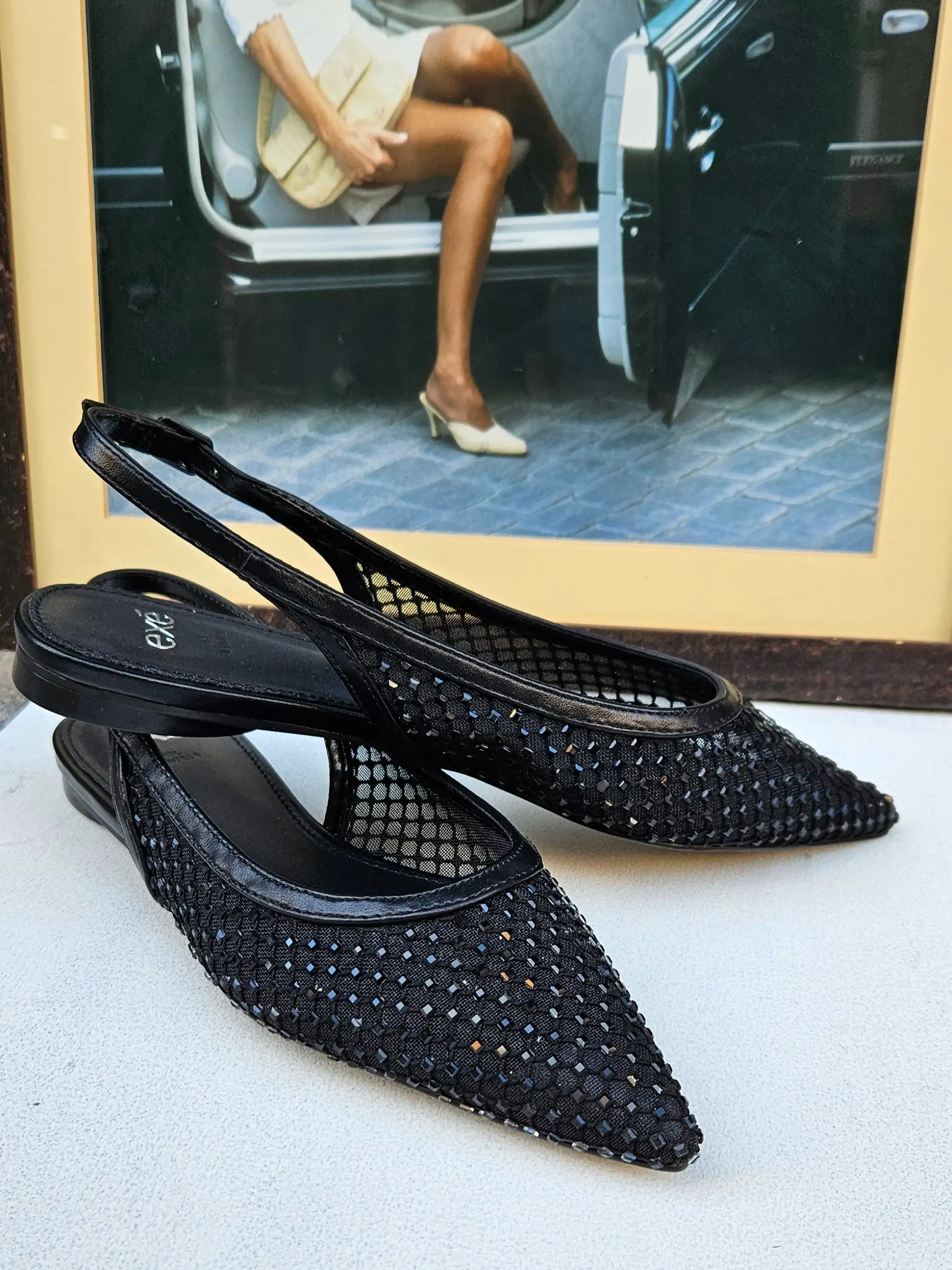 Black Strass Ballerinas