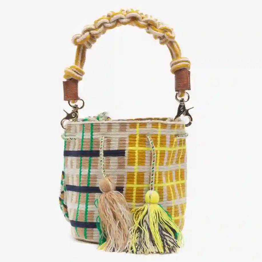 Pequeño crossbody hecho a mano Wayuu Falcon amarillo