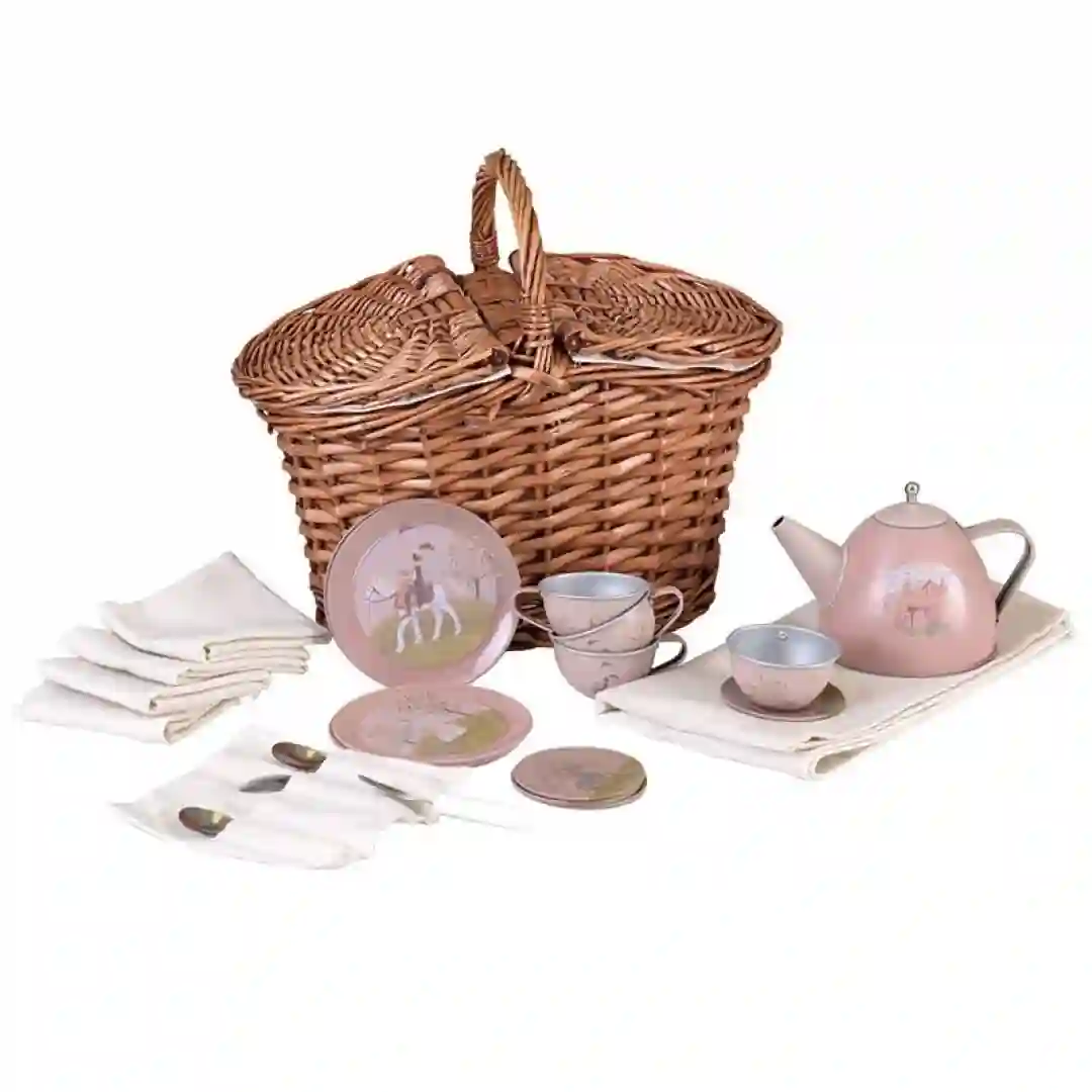 Cesta de Picnic con Juego de Té Princesa