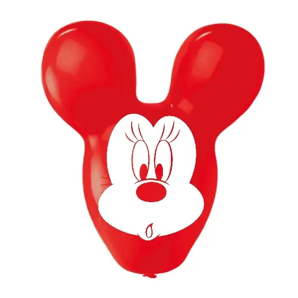 Globos Minnie Mouse Giant Ears Balloons 4 Sided Print 22''/55.8cm 4 ud pack